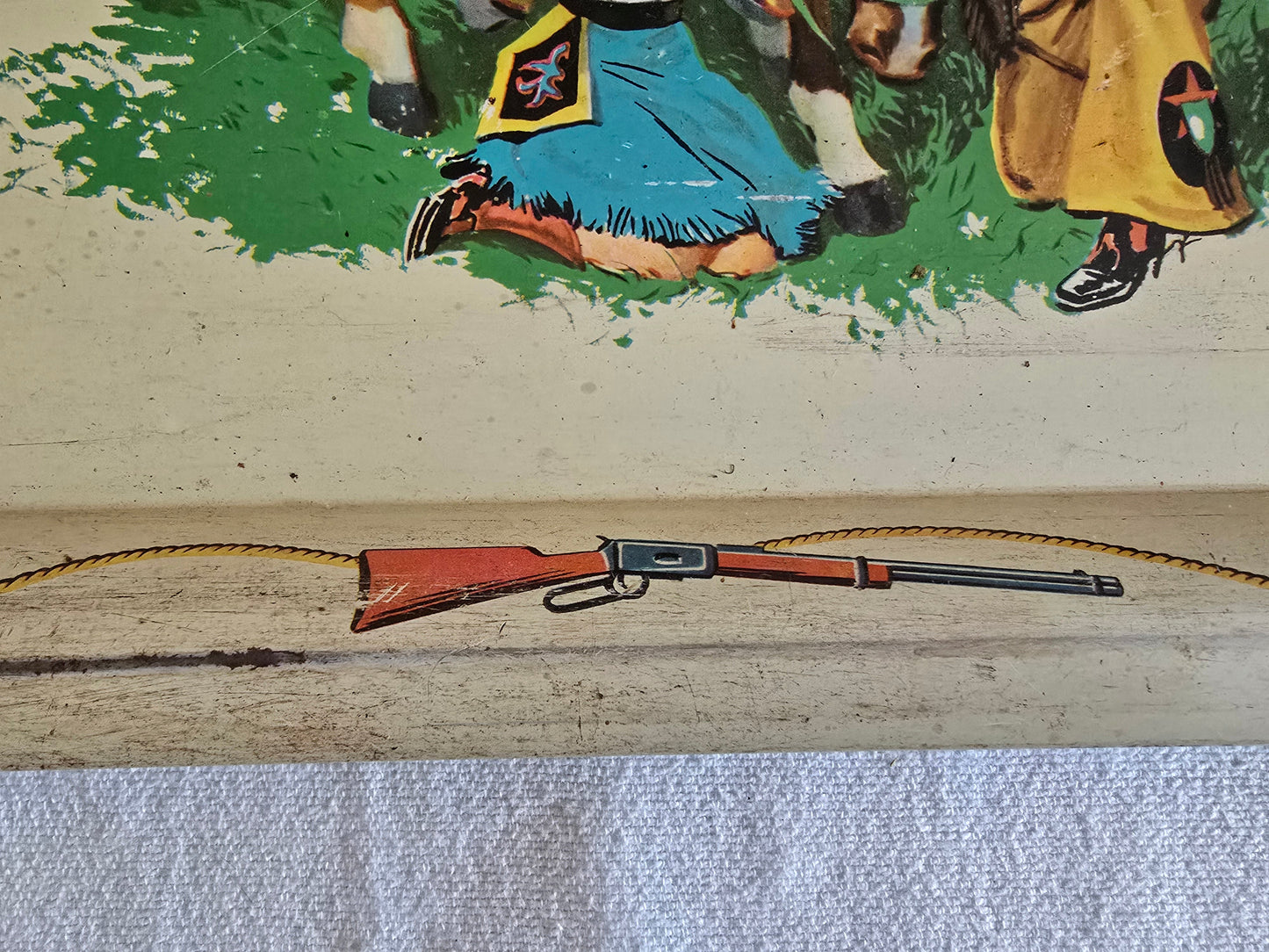 Vintage Western Cowboy Kids and Horse Tin Serving Tray