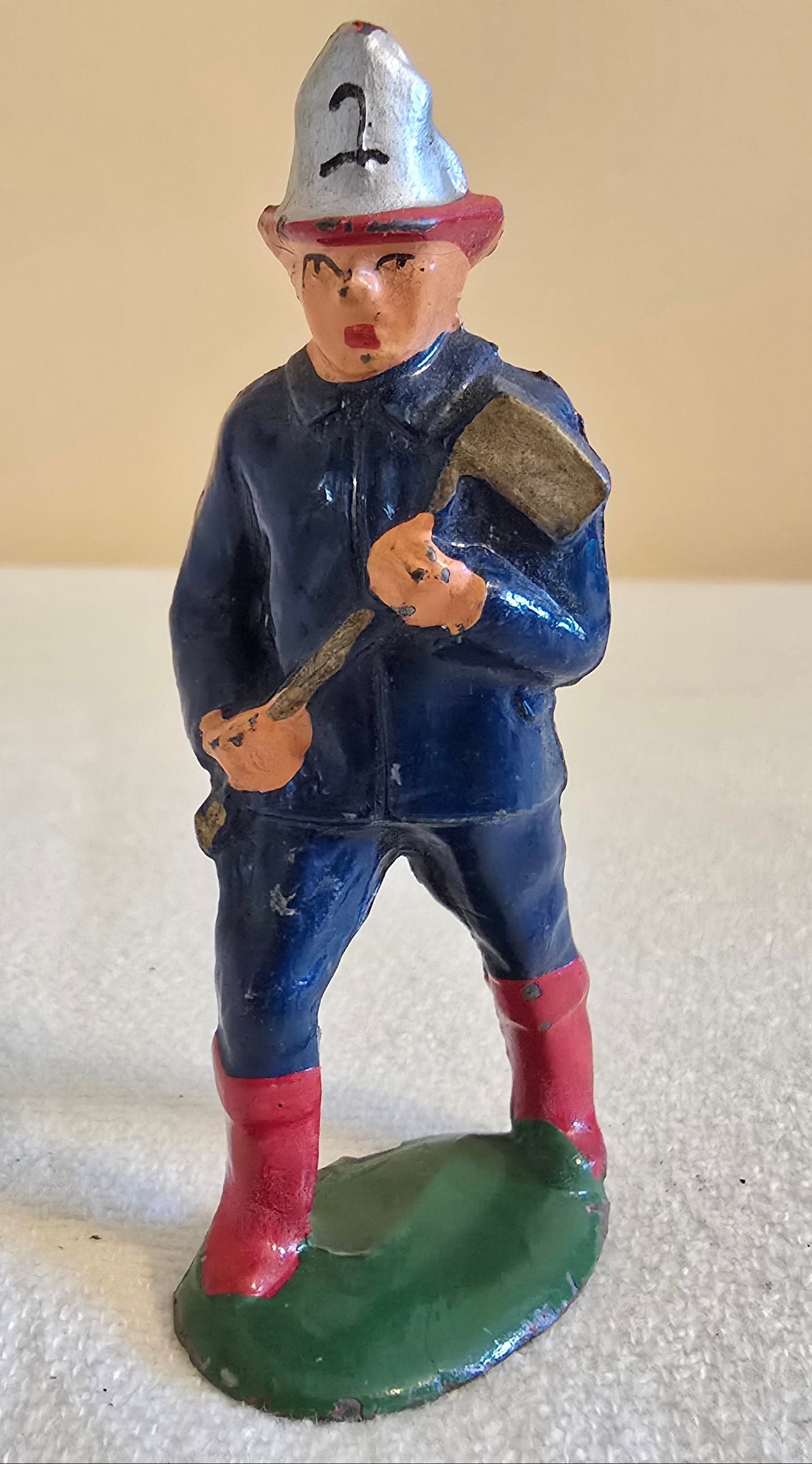 Vintage Manoil Barclay Lead Toy Firefighters Pair Axe Hose