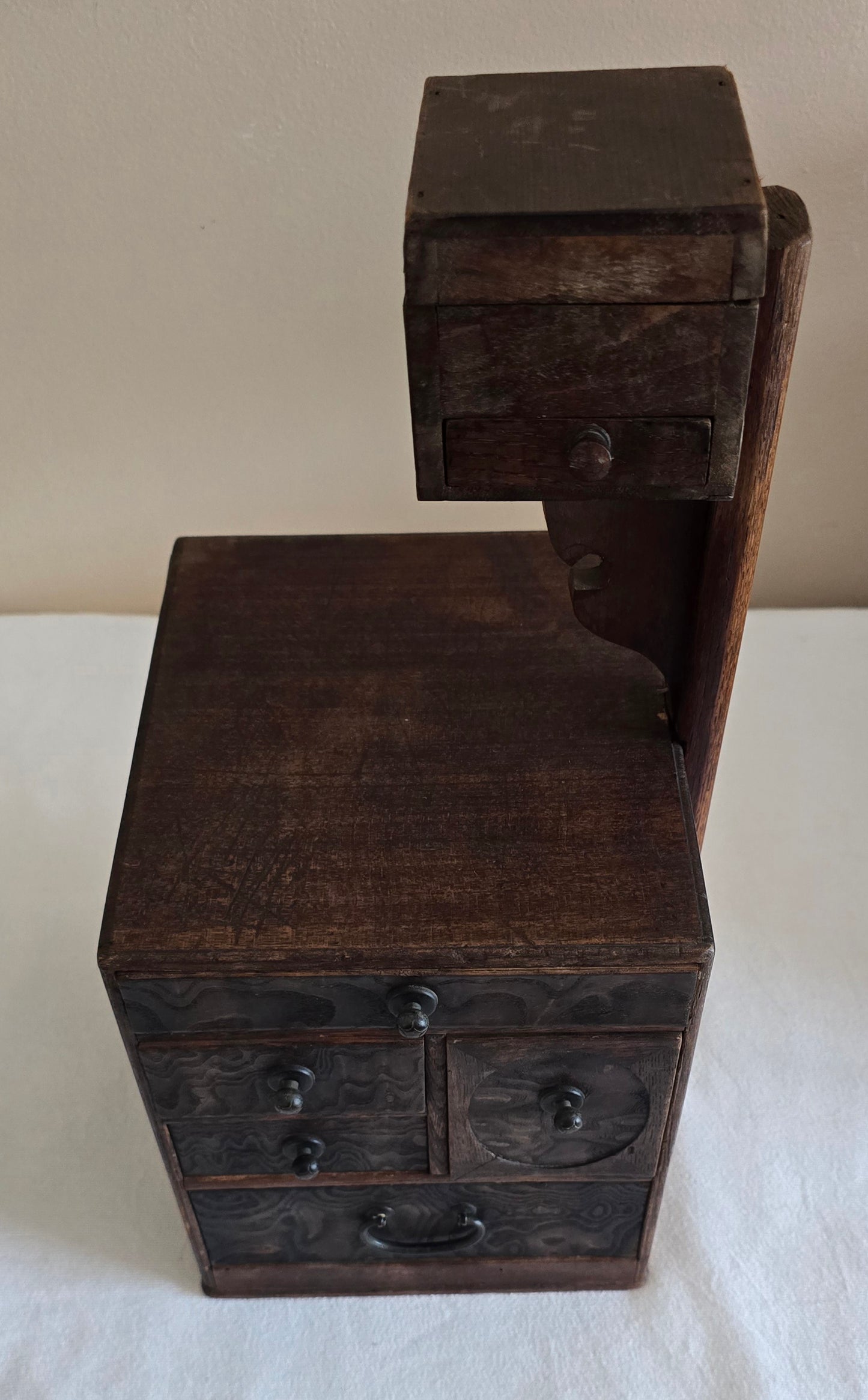 Vintage Japanese Tansu Sewing Cabinet Box Wood Storage Chest
