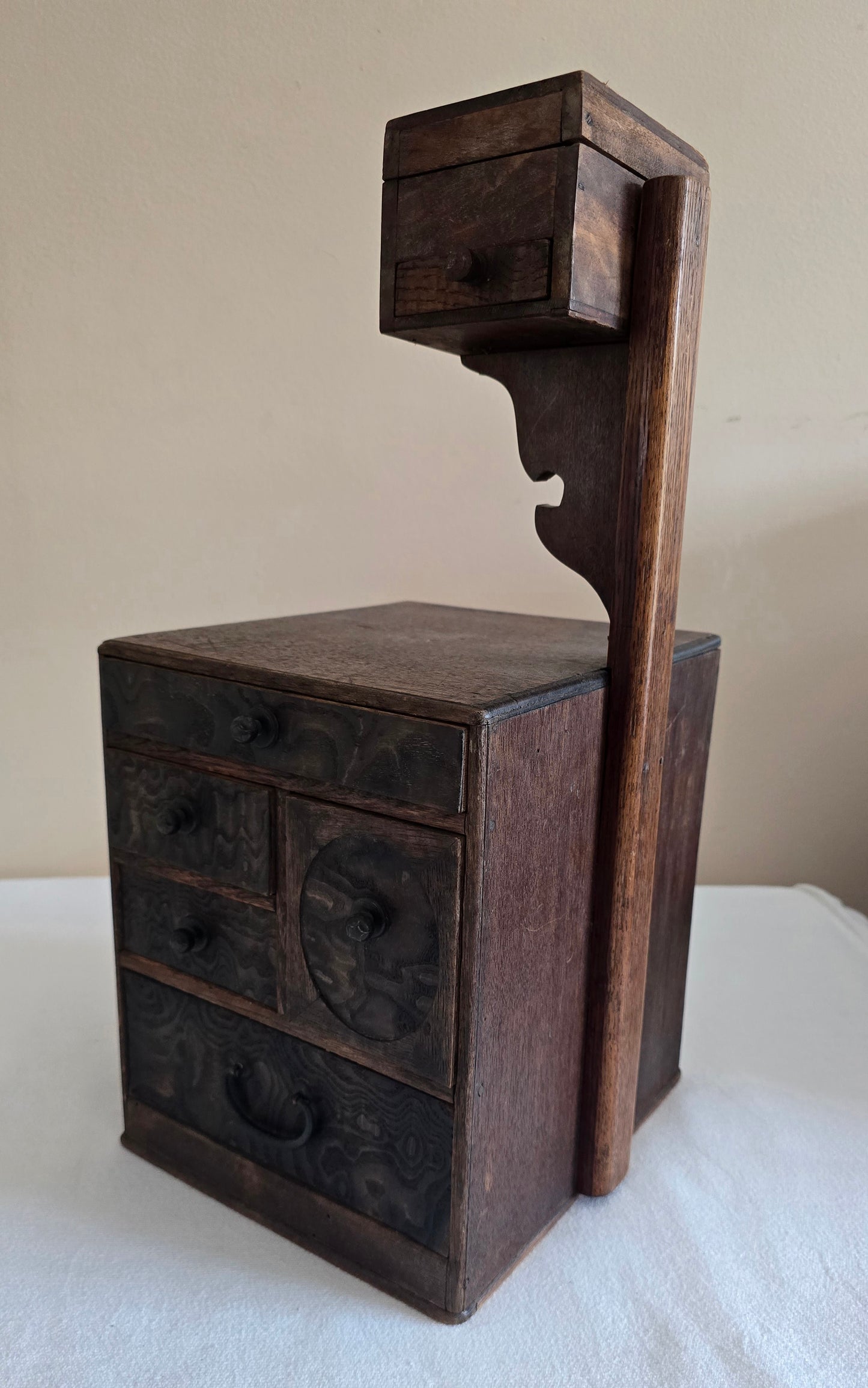 Vintage Japanese Tansu Sewing Cabinet Box Wood Storage Chest