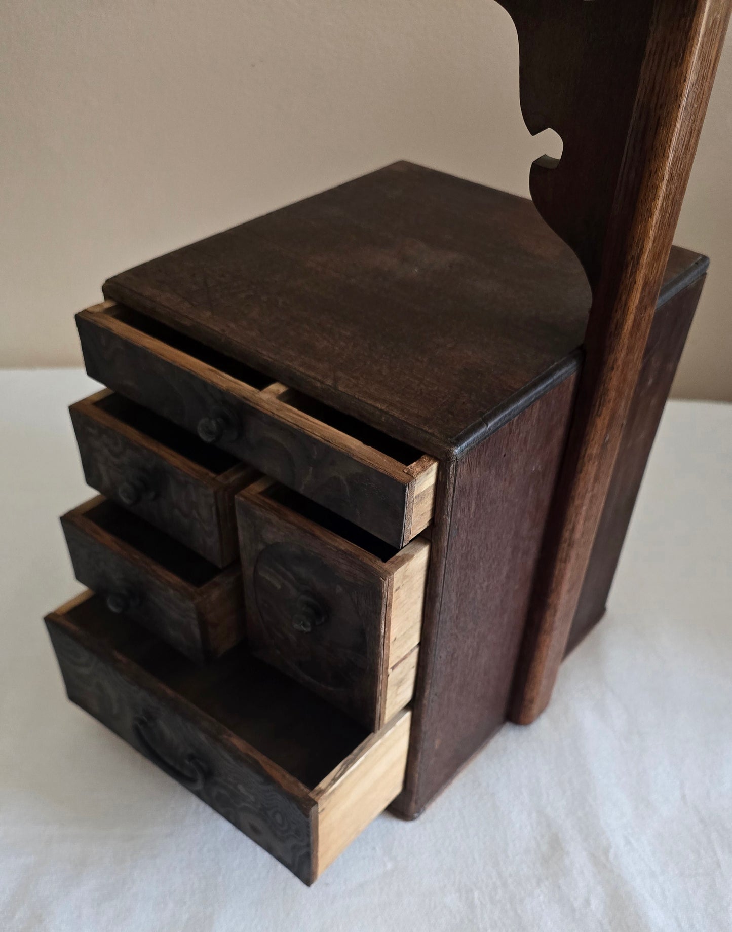 Vintage Japanese Tansu Sewing Cabinet Box Wood Storage Chest