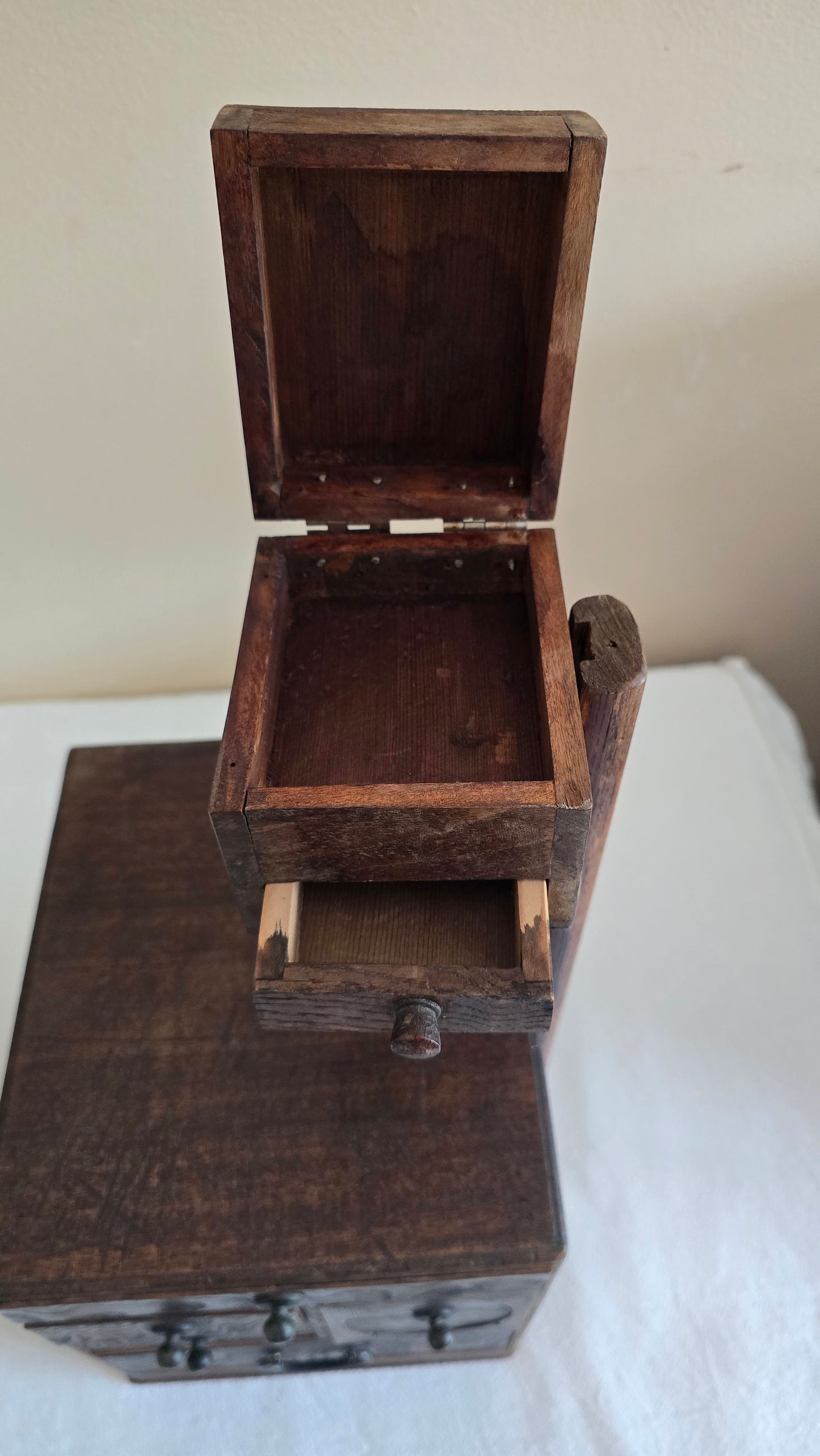 Vintage Japanese Tansu Sewing Cabinet Box Wood Storage Chest