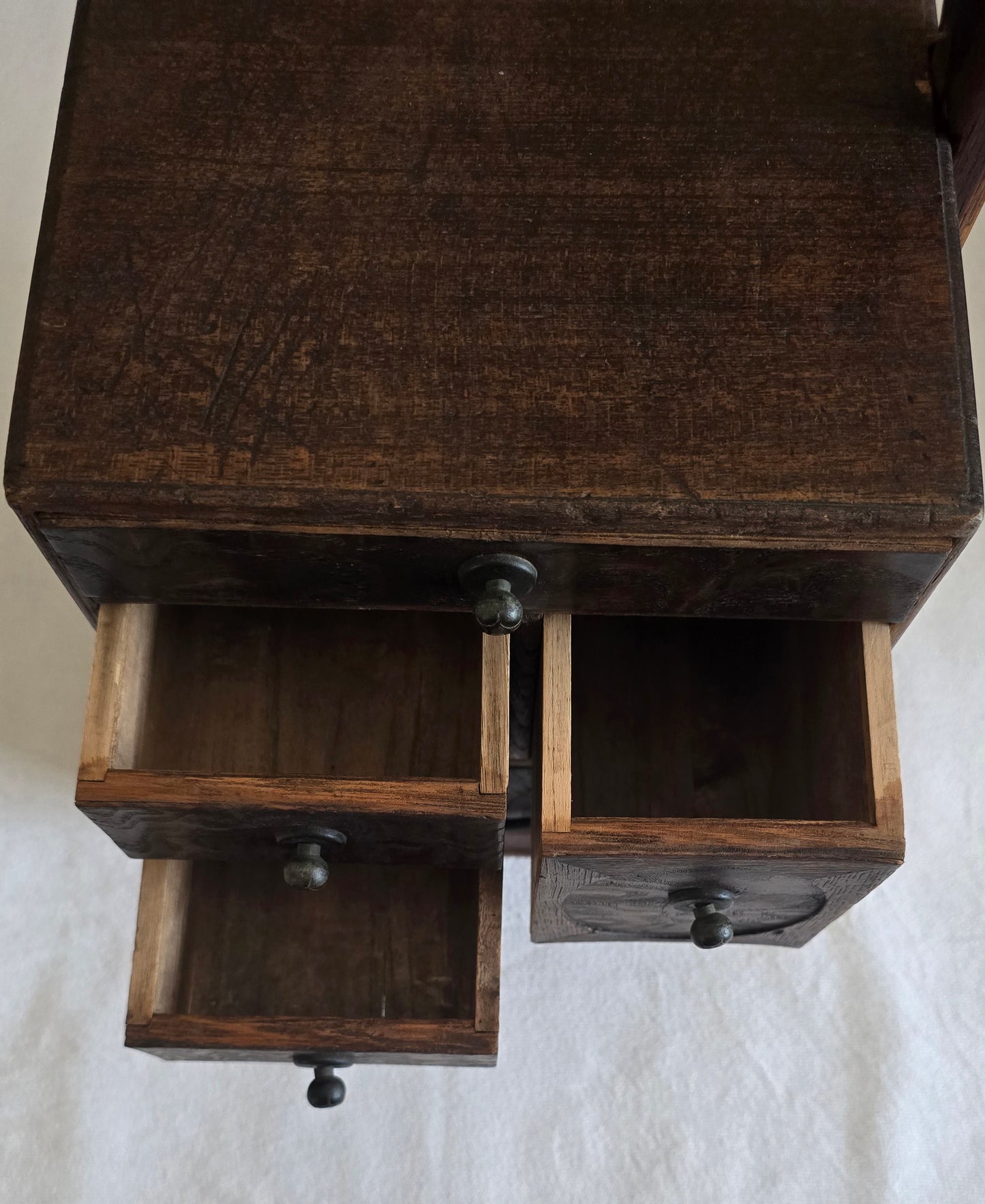 Vintage Japanese Tansu Sewing Cabinet Box Wood Storage Chest