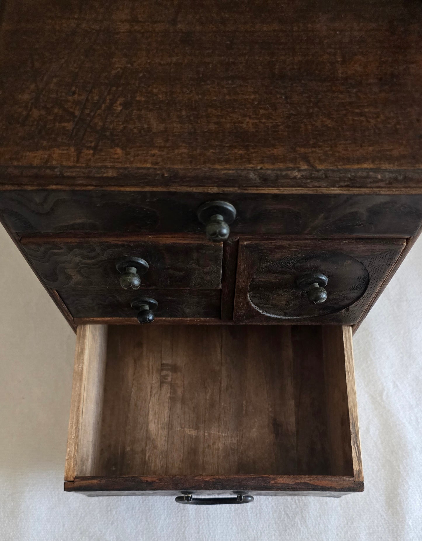 Vintage Japanese Tansu Sewing Cabinet Box Wood Storage Chest