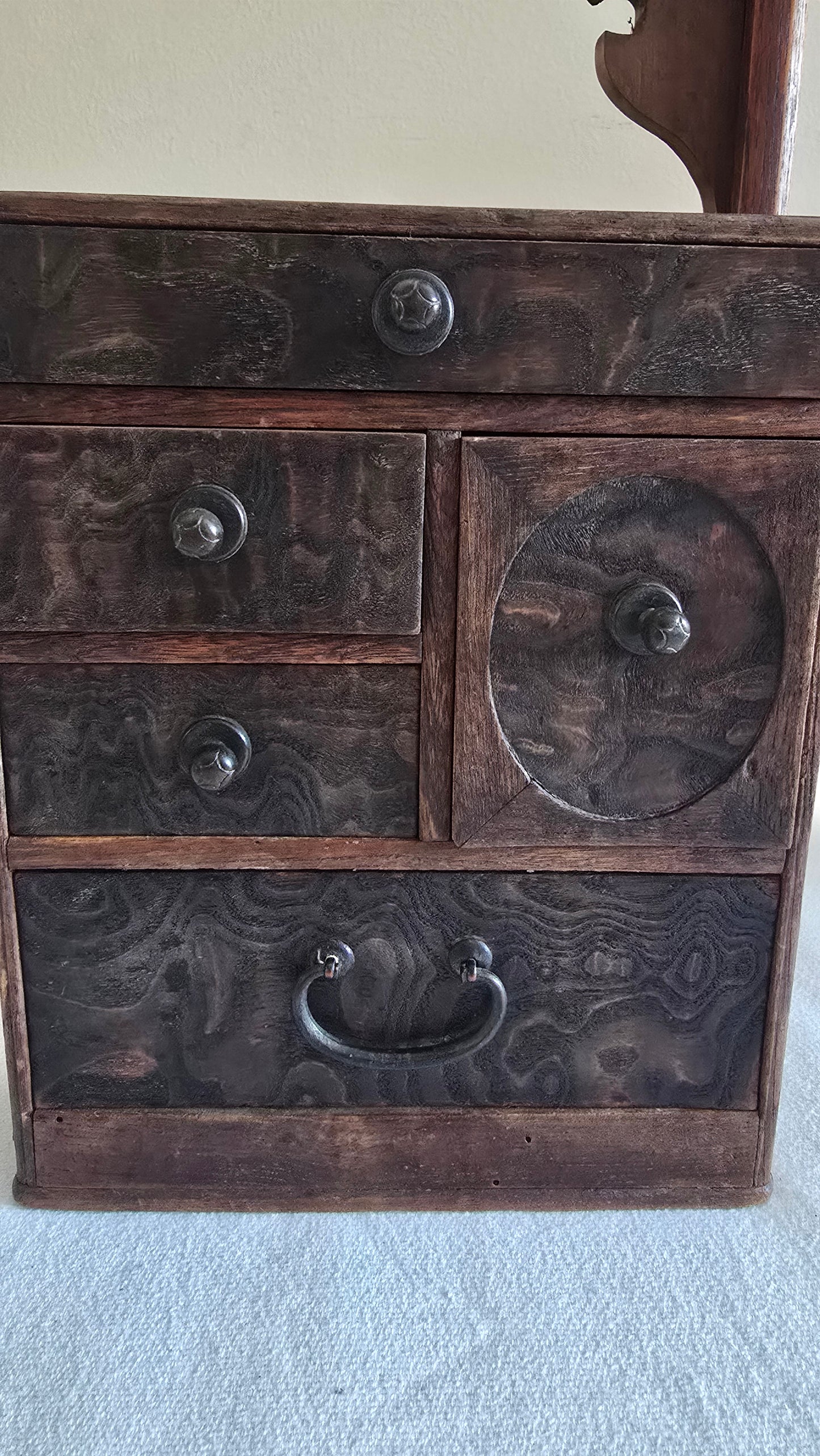 Vintage Japanese Tansu Sewing Cabinet Box Wood Storage Chest