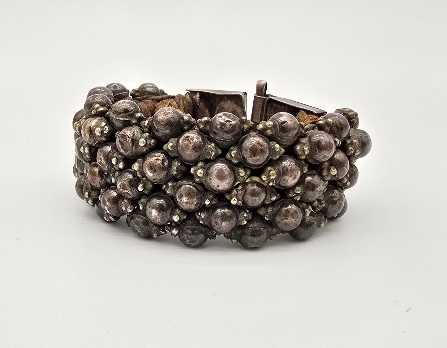 Antique Silver Rajasthan Beaded Ball Cuff Bracelet