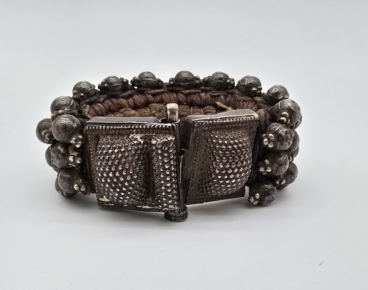 Antique Silver Rajasthan Beaded Ball Cuff Bracelet
