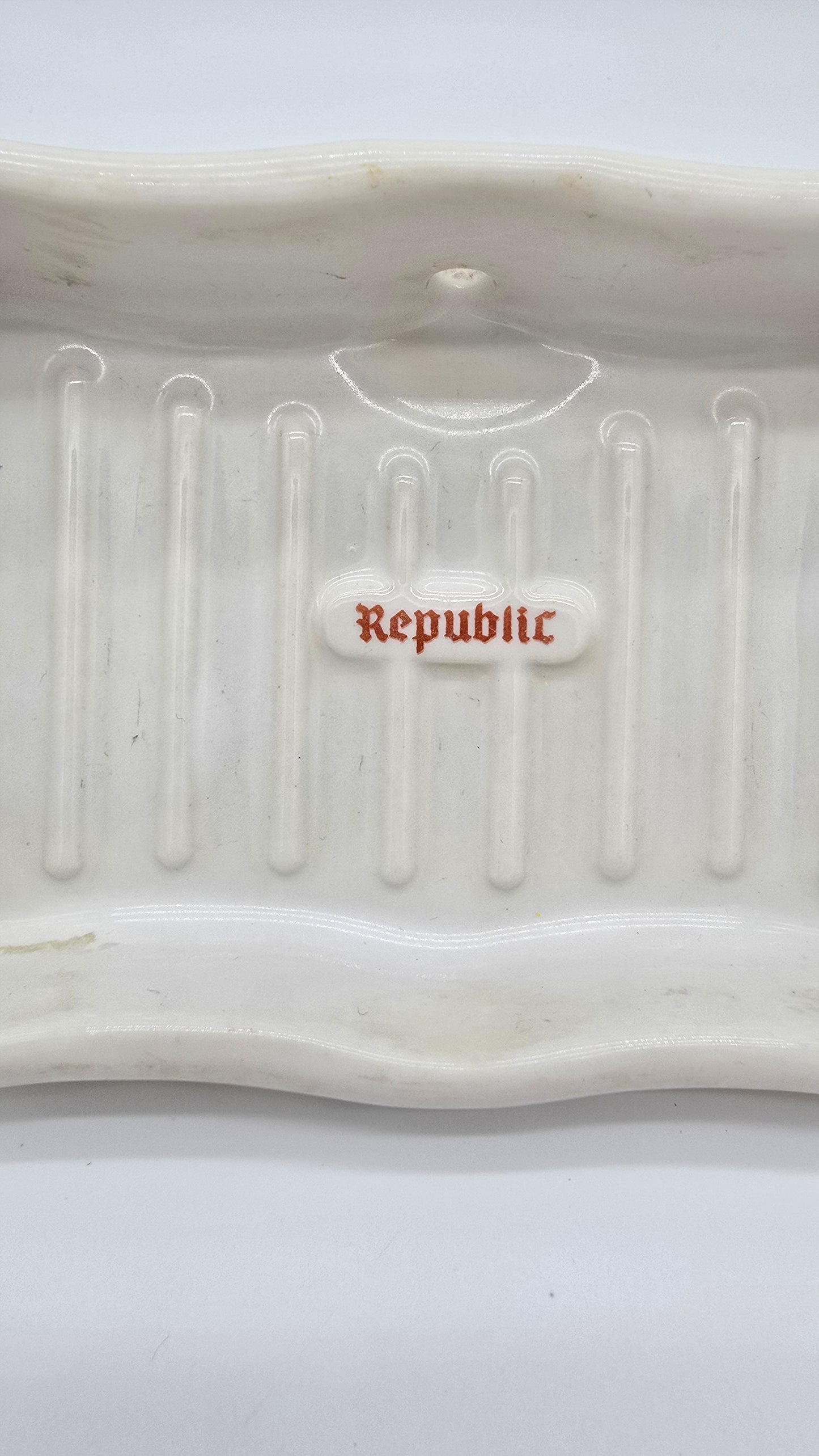 Antique Republic Porcelain White Soap Dish Holder