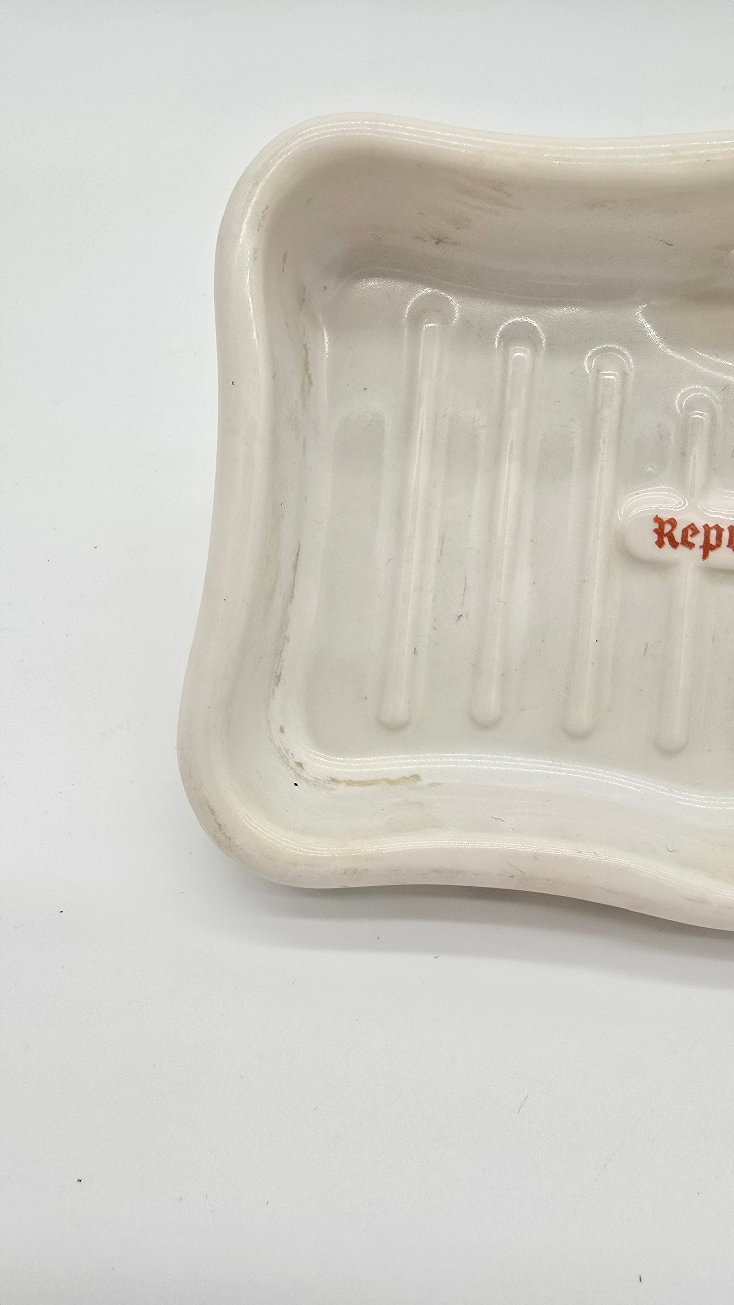Antique Republic Porcelain White Soap Dish Holder