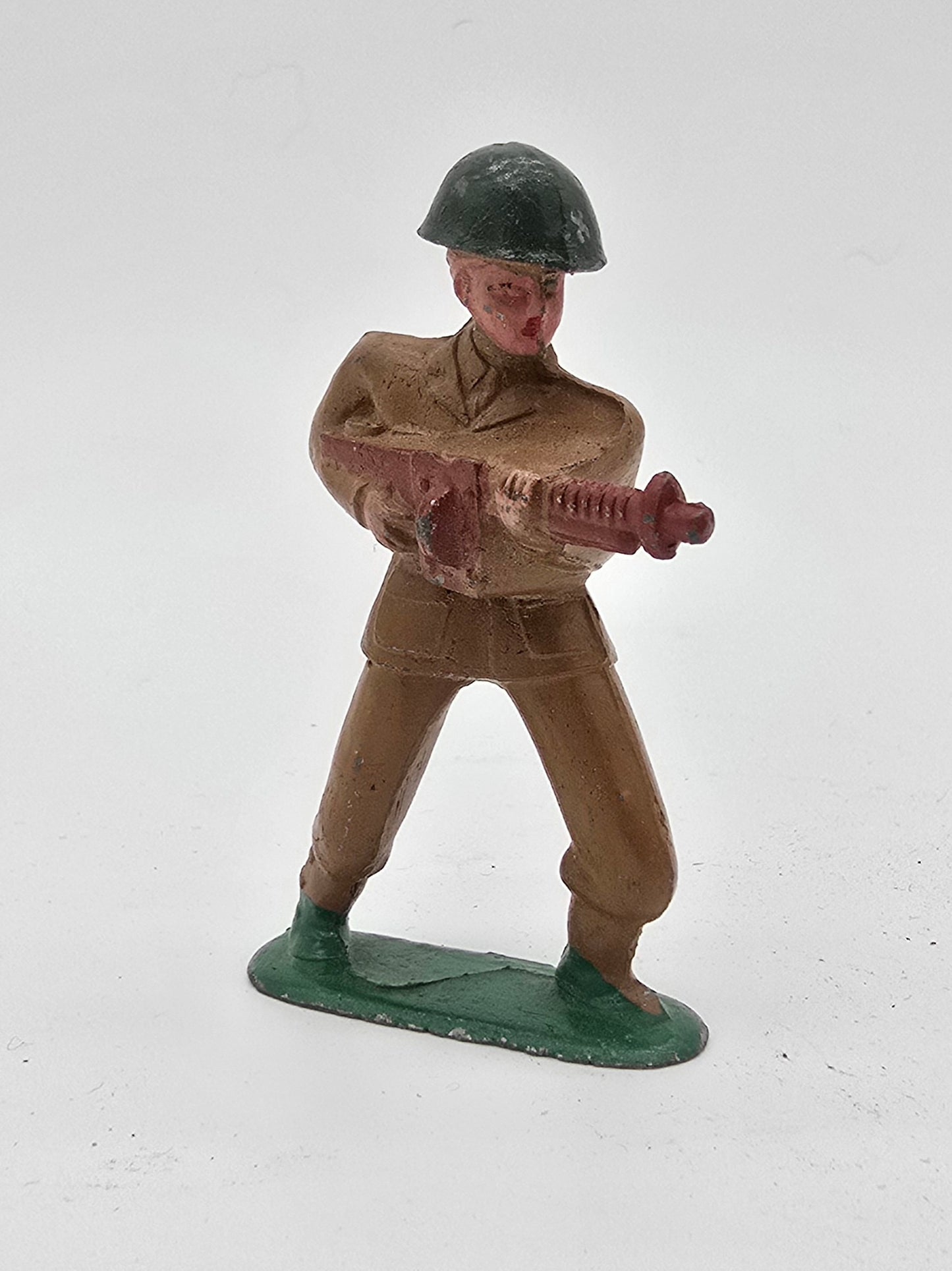 Vintage Barclay Manoil Lead Toy Soldier Red Gun Green Hat
