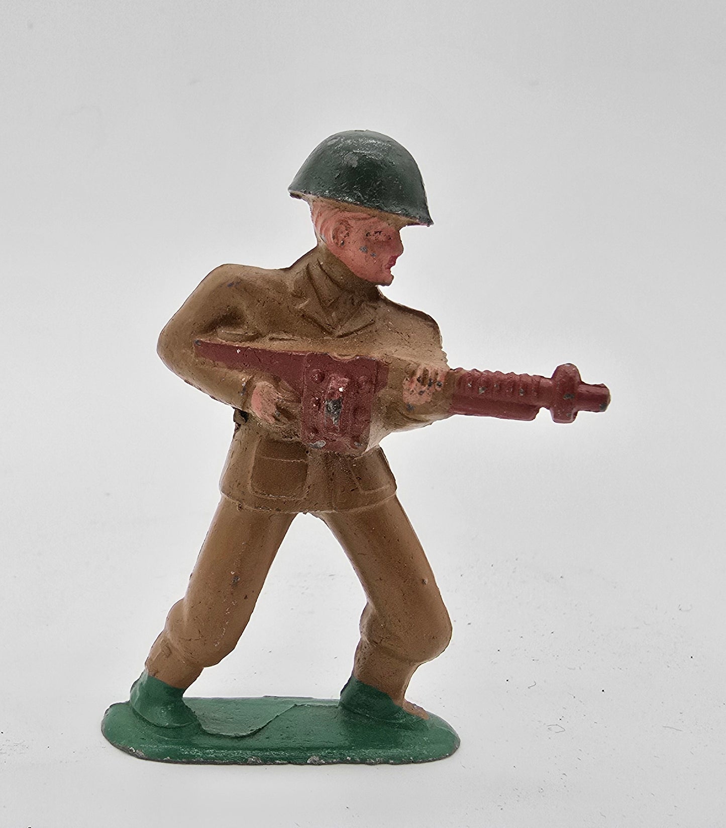 Vintage Barclay Manoil Lead Toy Soldier Red Gun Green Hat