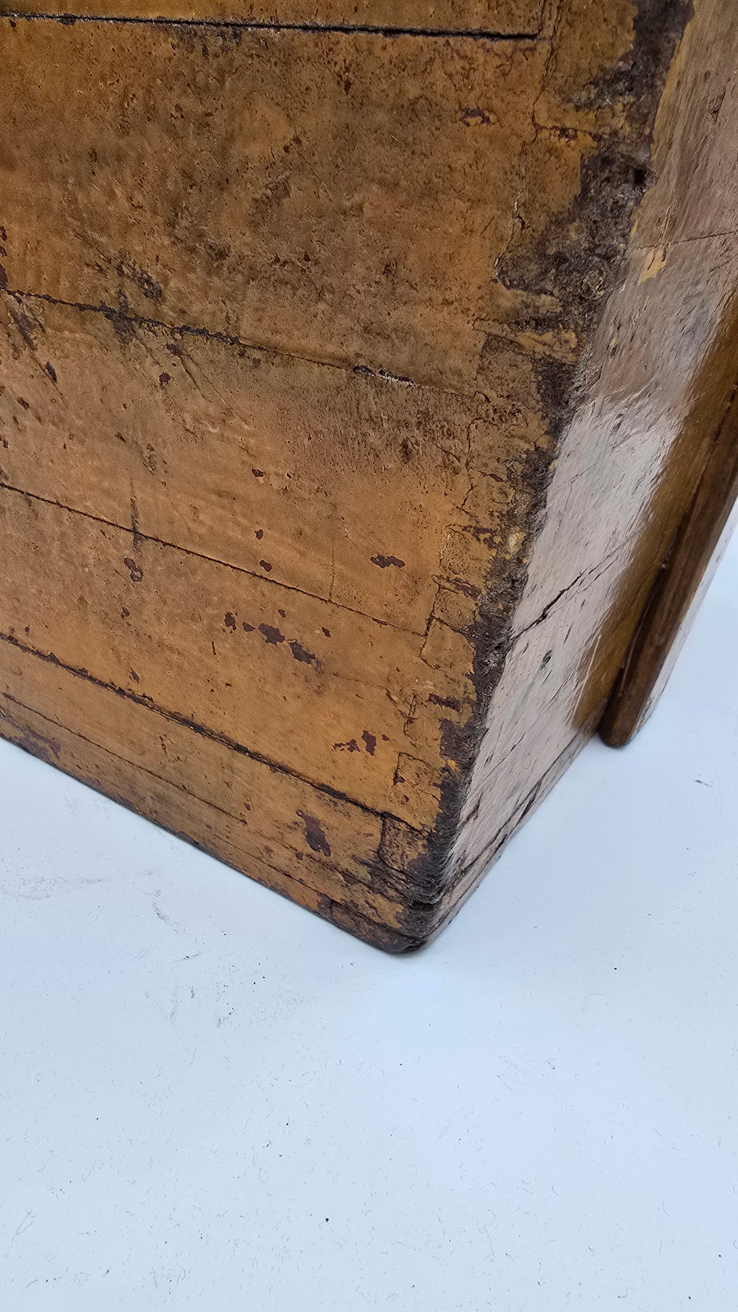 Antique Asian Chinese Wooden Painted Grain Rice Carrier Bucket