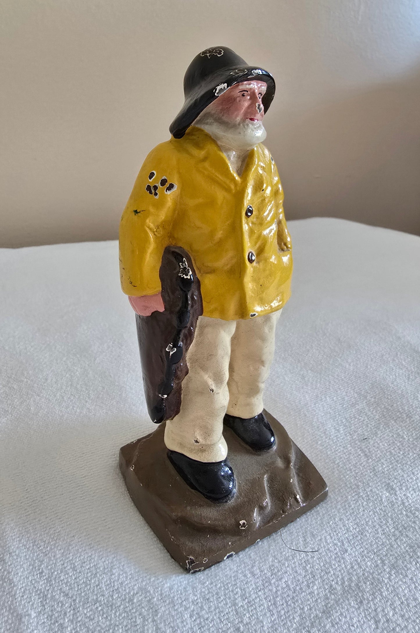 Vintage "Old Salt" Fisherman Cast Iron Bookend Doorstop Heavy