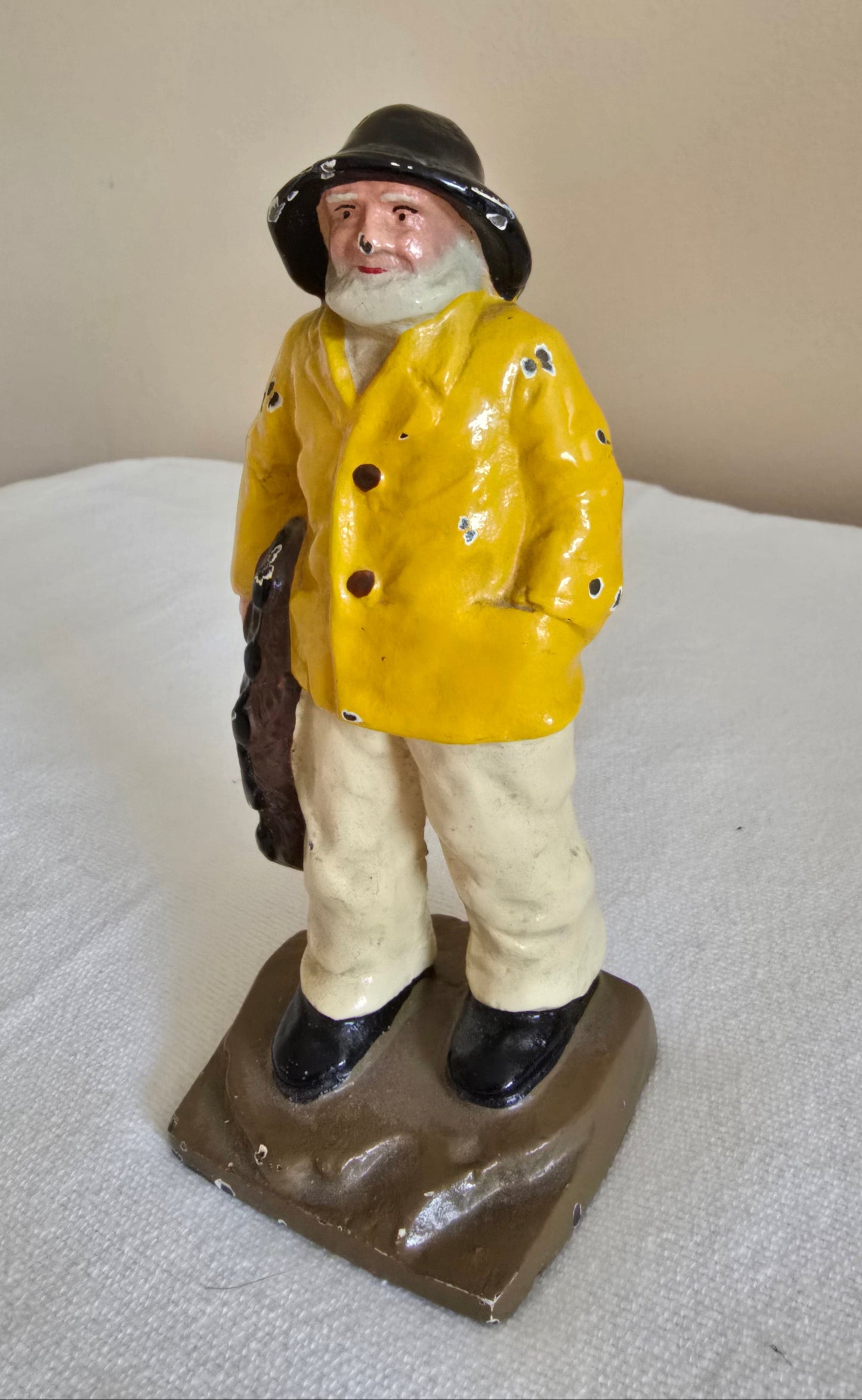 Vintage "Old Salt" Fisherman Cast Iron Bookend Doorstop Heavy