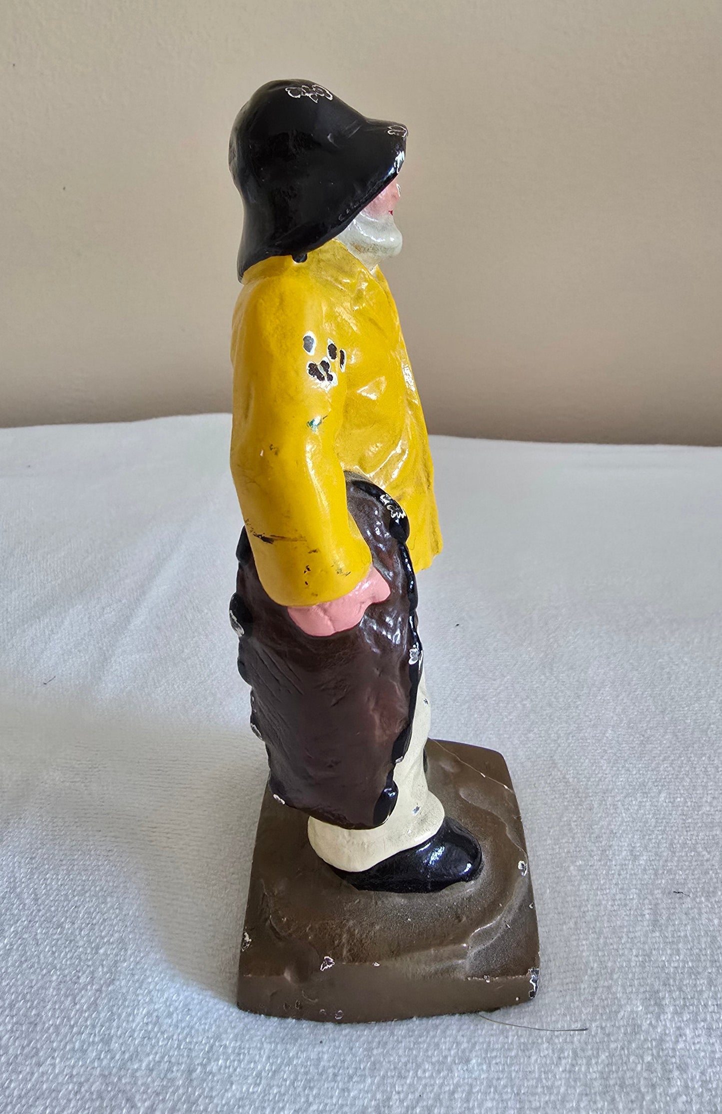 Vintage "Old Salt" Fisherman Cast Iron Bookend Doorstop Heavy