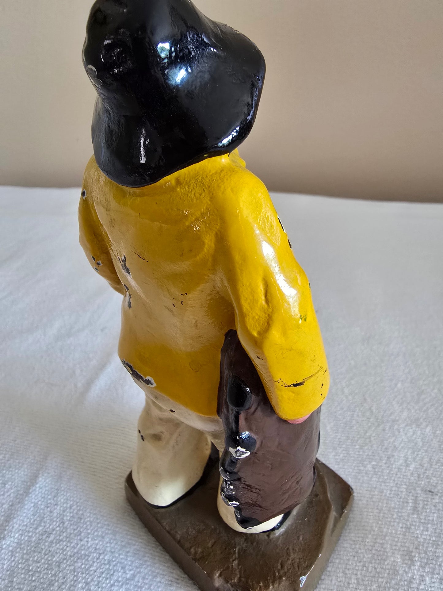 Vintage "Old Salt" Fisherman Cast Iron Bookend Doorstop Heavy