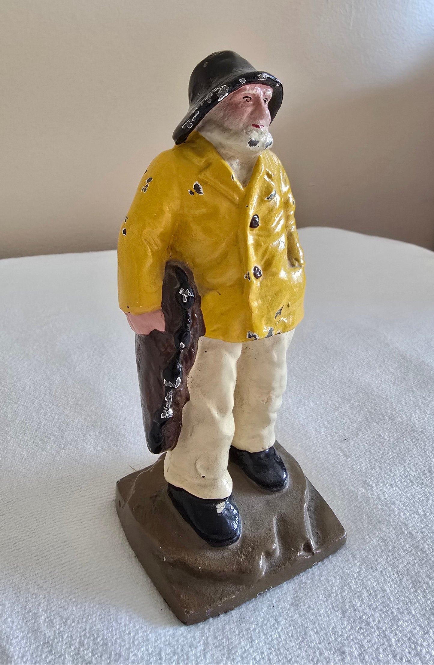 Vintage "Old Salt" Fisherman Cast Iron Bookend Doorstop Heavy