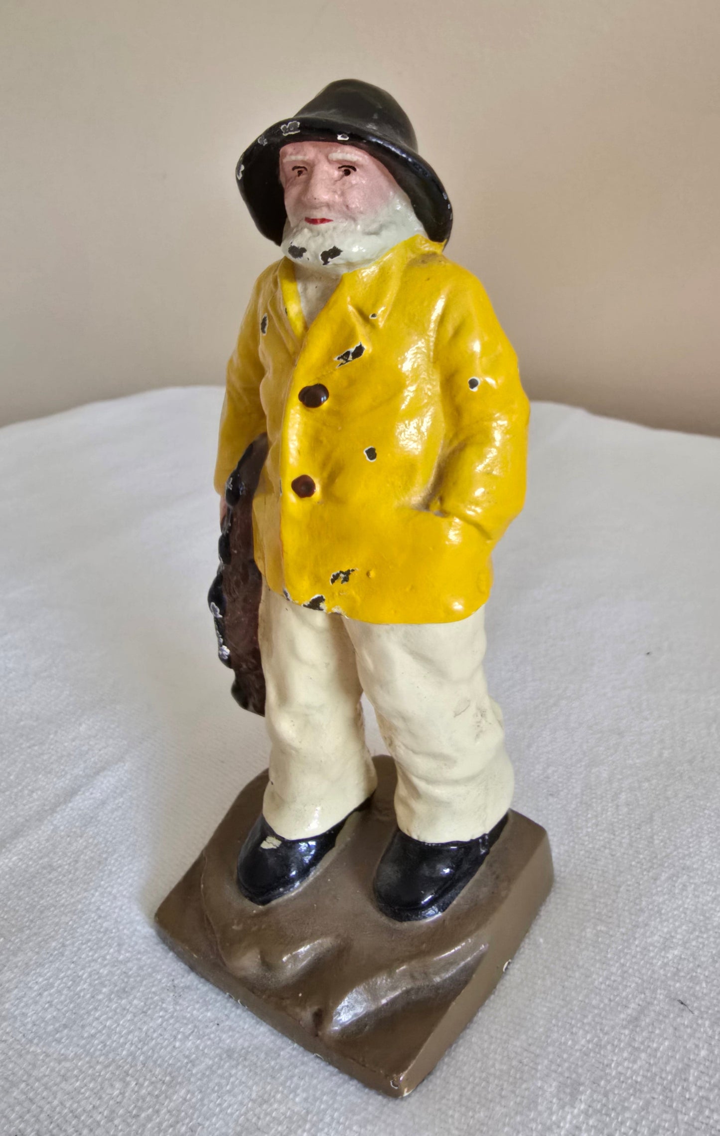Vintage "Old Salt" Fisherman Cast Iron Bookend Doorstop Heavy