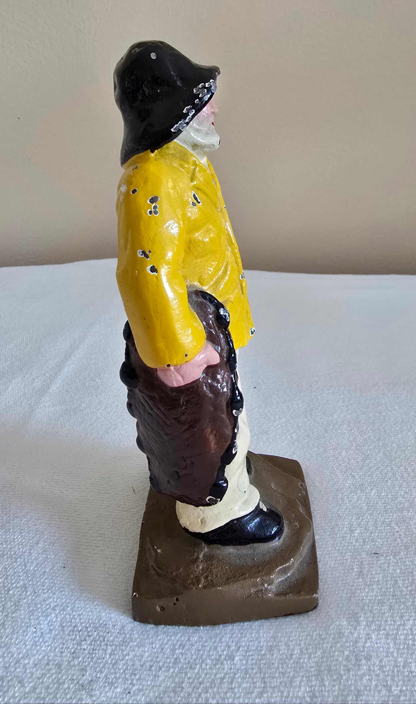 Vintage "Old Salt" Fisherman Cast Iron Bookend Doorstop Heavy