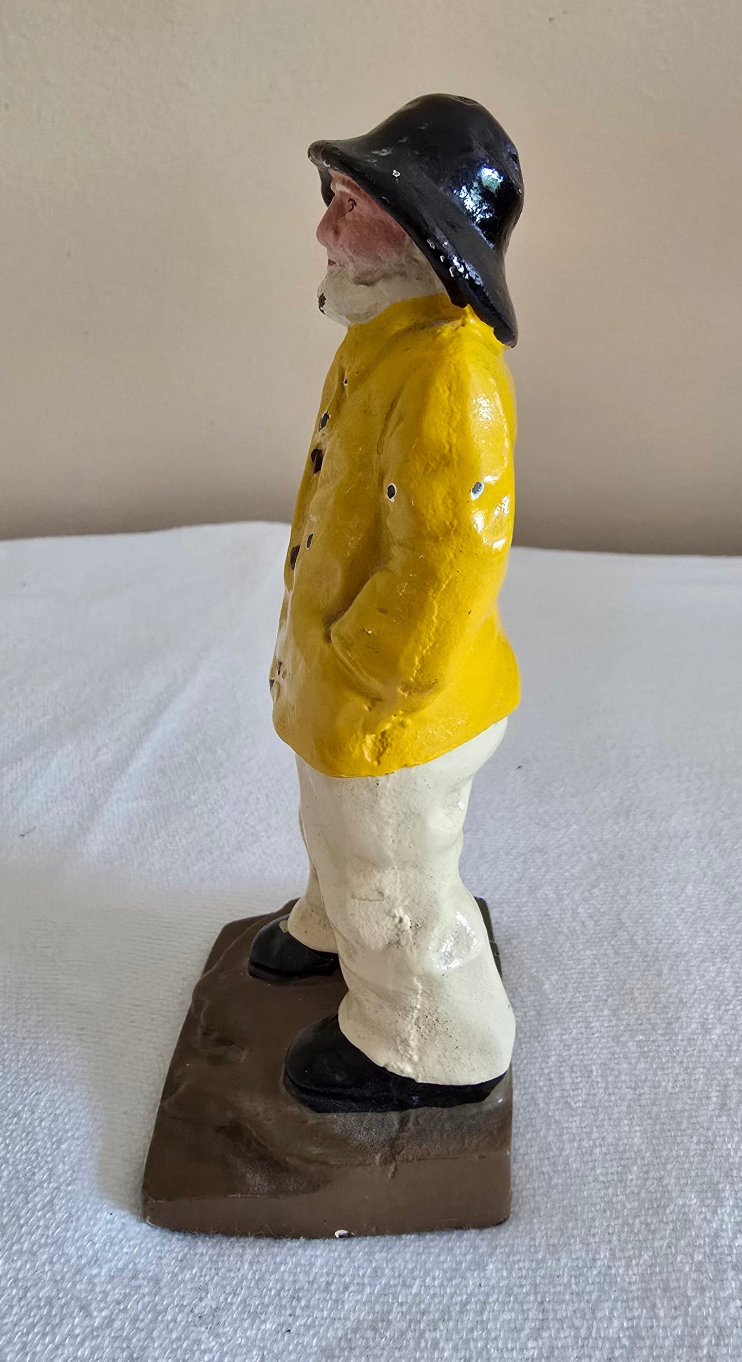 Vintage "Old Salt" Fisherman Cast Iron Bookend Doorstop Heavy