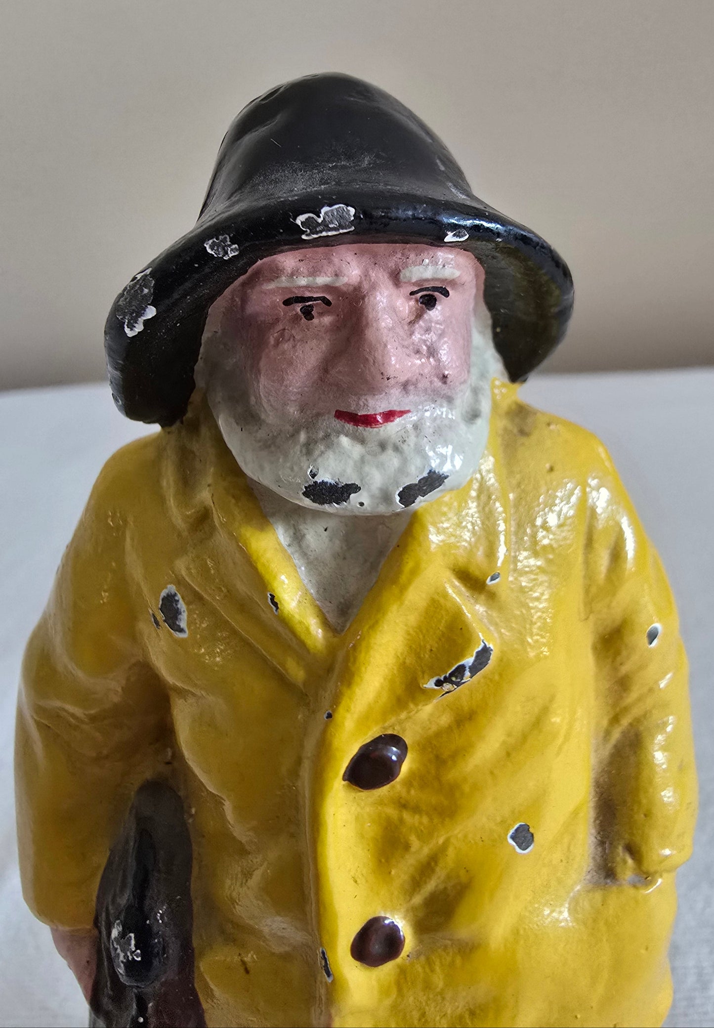 Vintage "Old Salt" Fisherman Cast Iron Bookend Doorstop Heavy