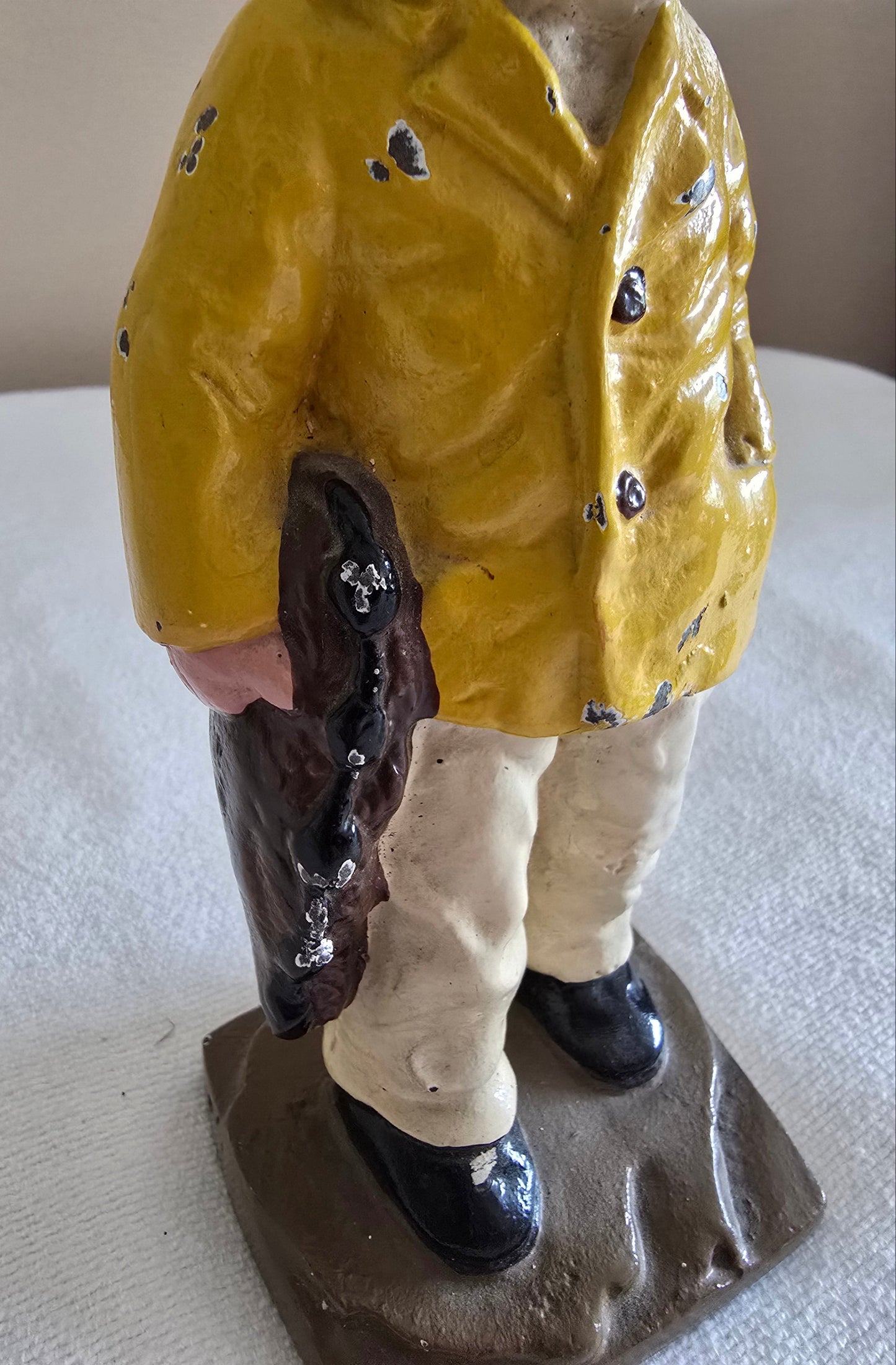 Vintage "Old Salt" Fisherman Cast Iron Bookend Doorstop Heavy
