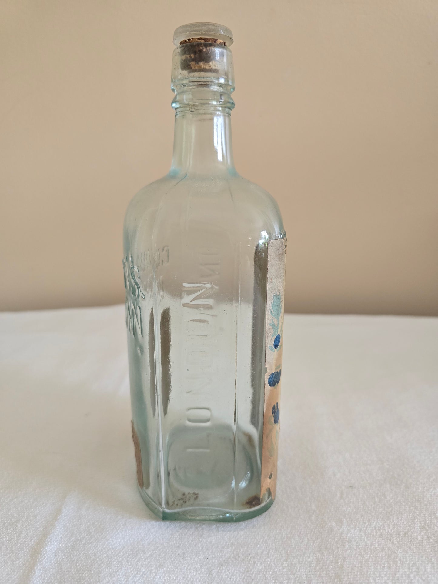 Antique Gordon & Co Dry Gin Liquor Glass Bottle with Glass Cork London England