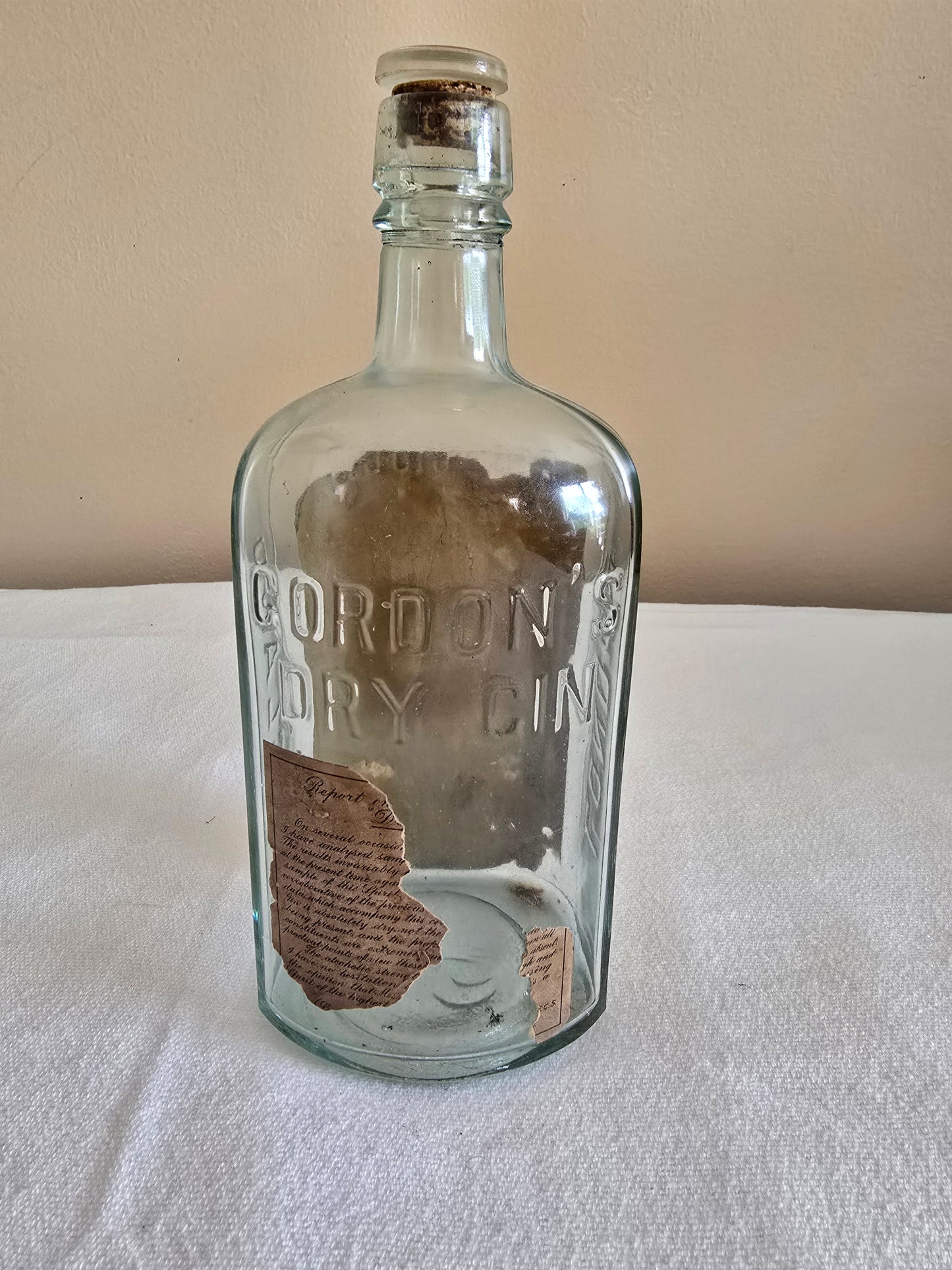 Antique Gordon & Co Dry Gin Liquor Glass Bottle with Glass Cork London England