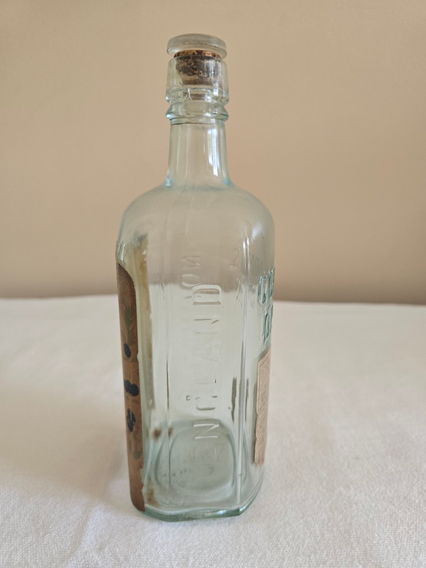 Antique Gordon & Co Dry Gin Liquor Glass Bottle with Glass Cork London England