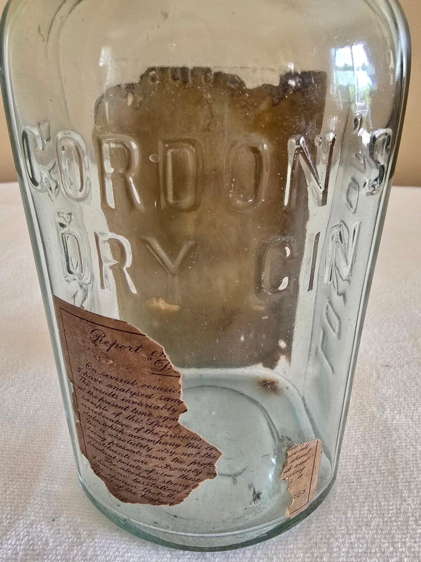 Antique Gordon & Co Dry Gin Liquor Glass Bottle with Glass Cork London England