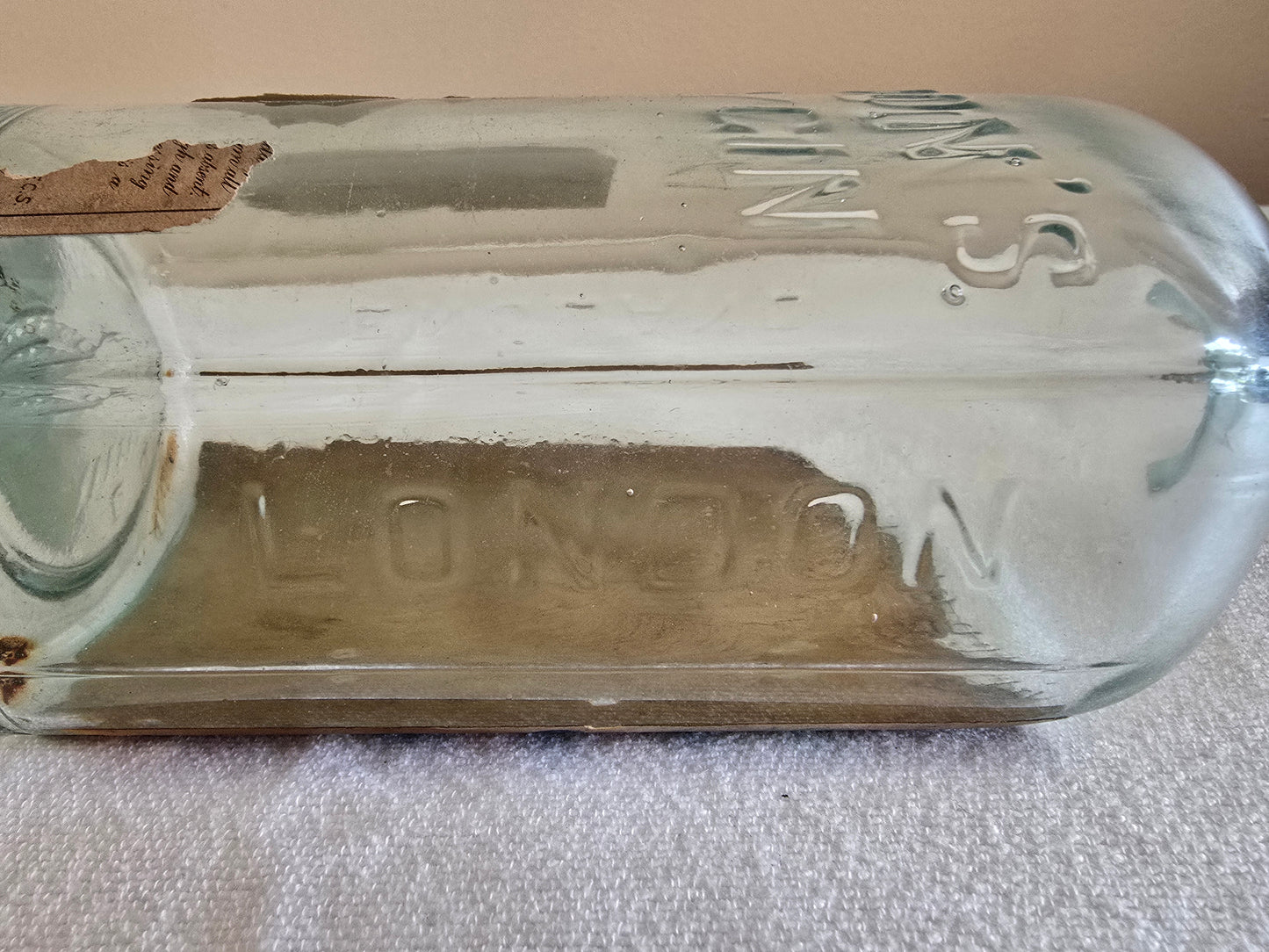 Antique Gordon & Co Dry Gin Liquor Glass Bottle with Glass Cork London England