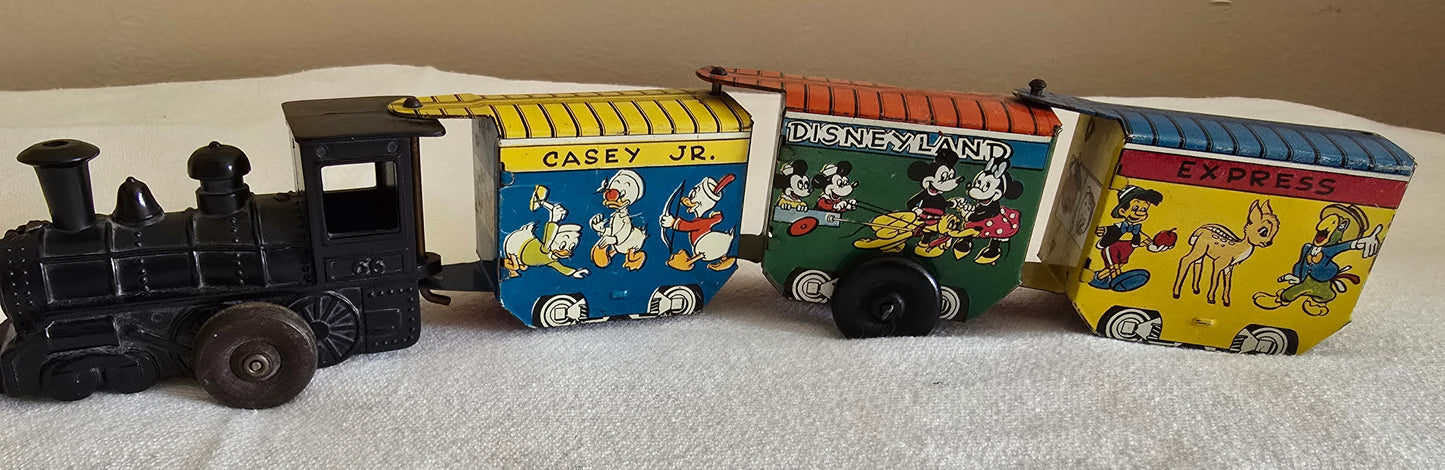 Vintage Marx Casey Jr Disneyland Express Tin Litho Windup Toy Train Walt Disney 1950's