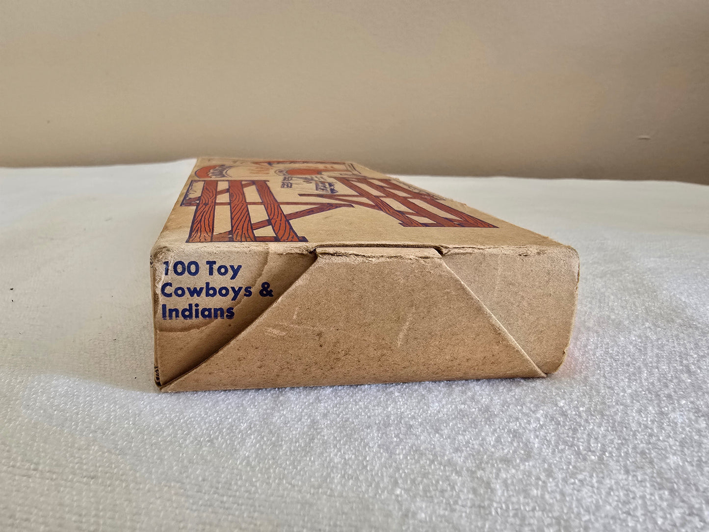 Vintage Set of 100 Cowboys and Indians Plastic Toys in Original Box