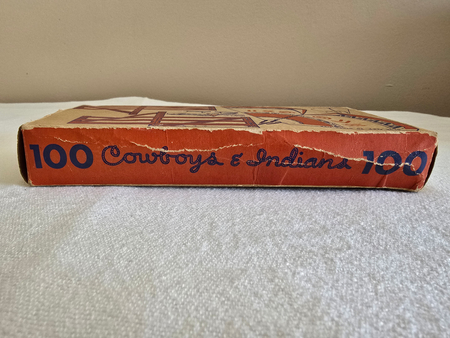 Vintage Set of 100 Cowboys and Indians Plastic Toys in Original Box