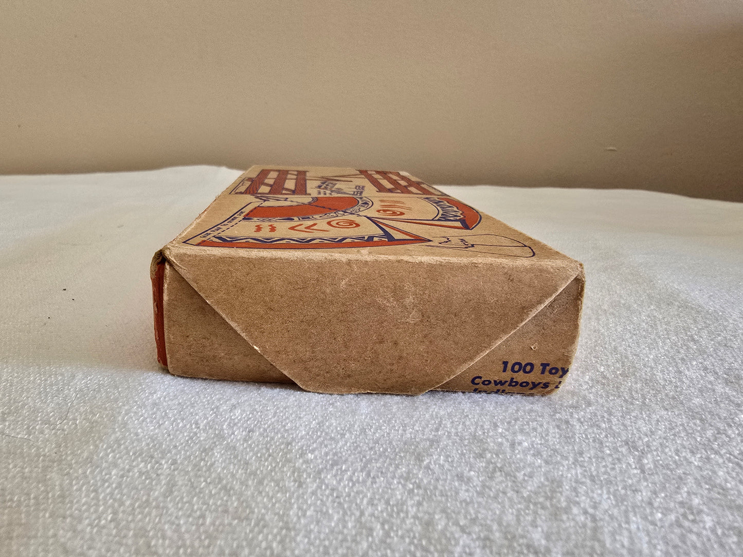 Vintage Set of 100 Cowboys and Indians Plastic Toys in Original Box