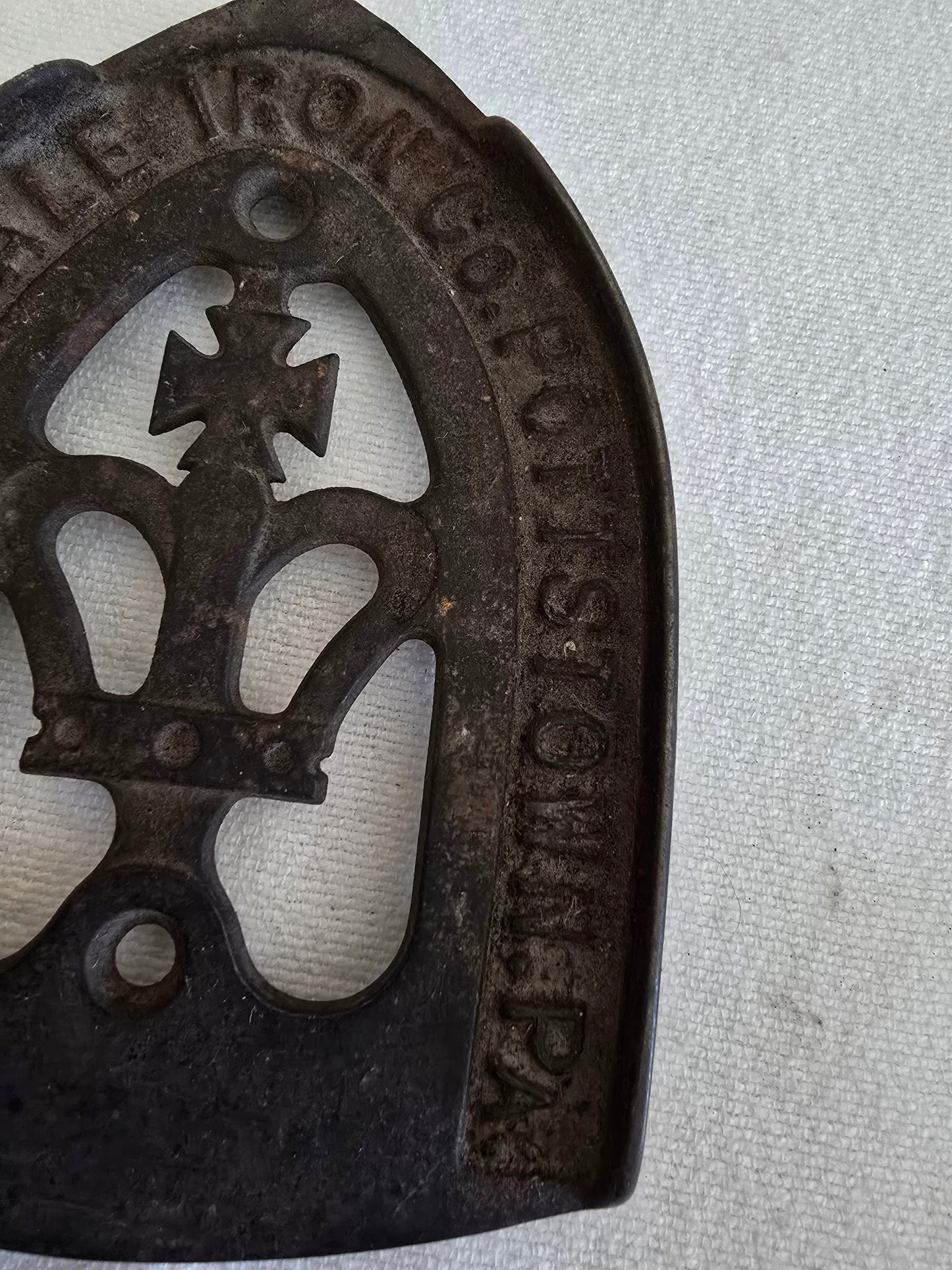 Antique Colebrookdale Iron Co. Pottstown PA Sad Iron with Matching Trivet