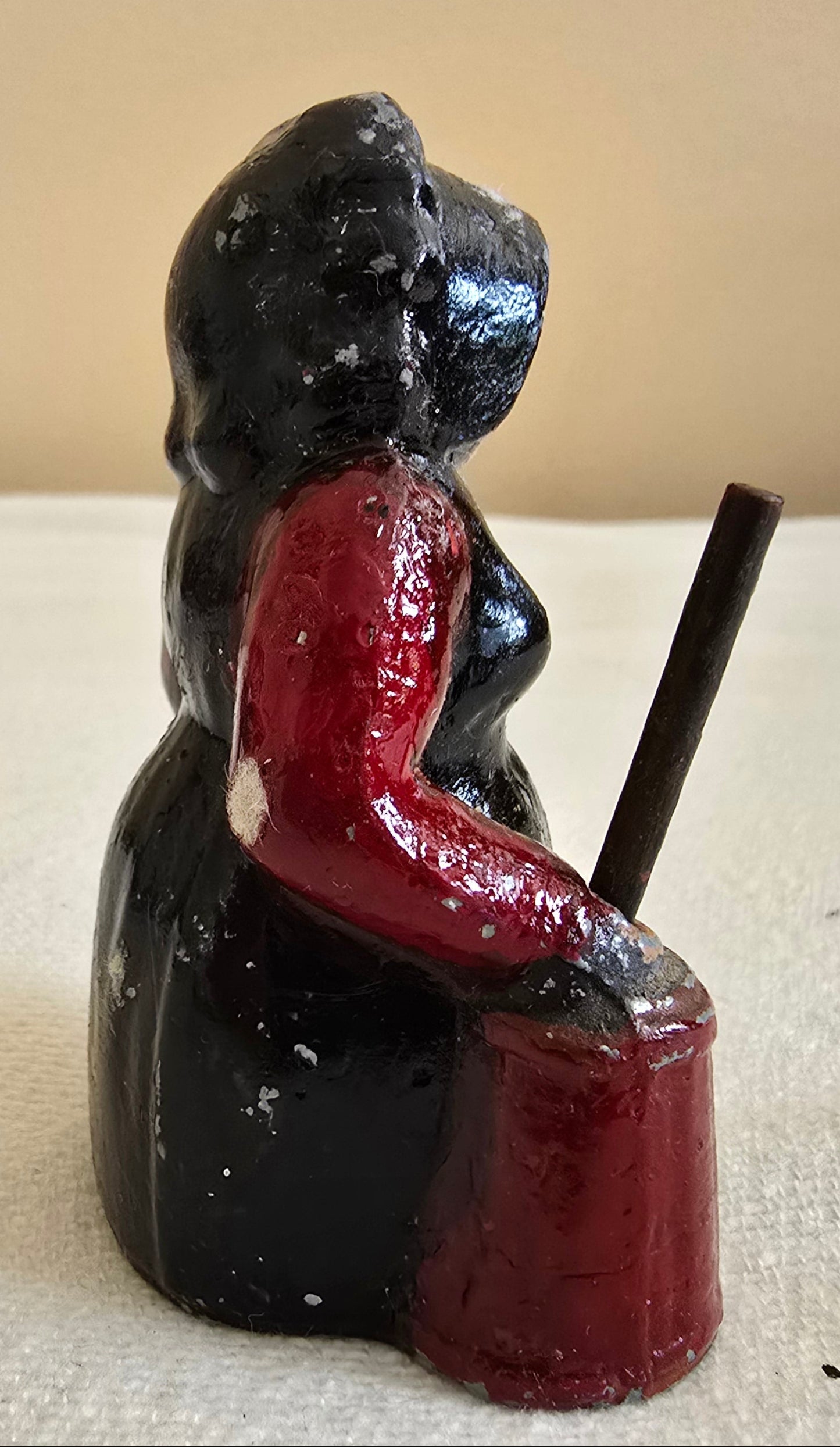 Vintage Cast Iron Amish Lady Woman with Butter Churn Figurine