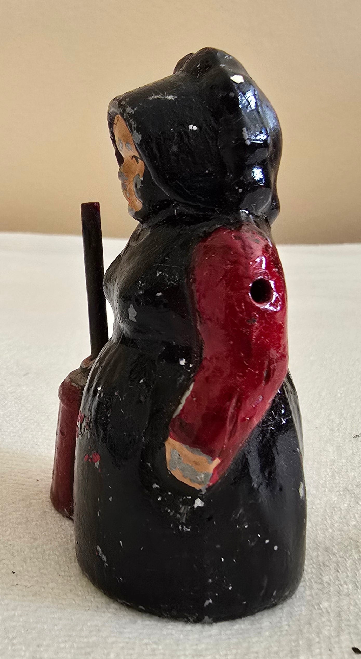Vintage Cast Iron Amish Lady Woman with Butter Churn Figurine