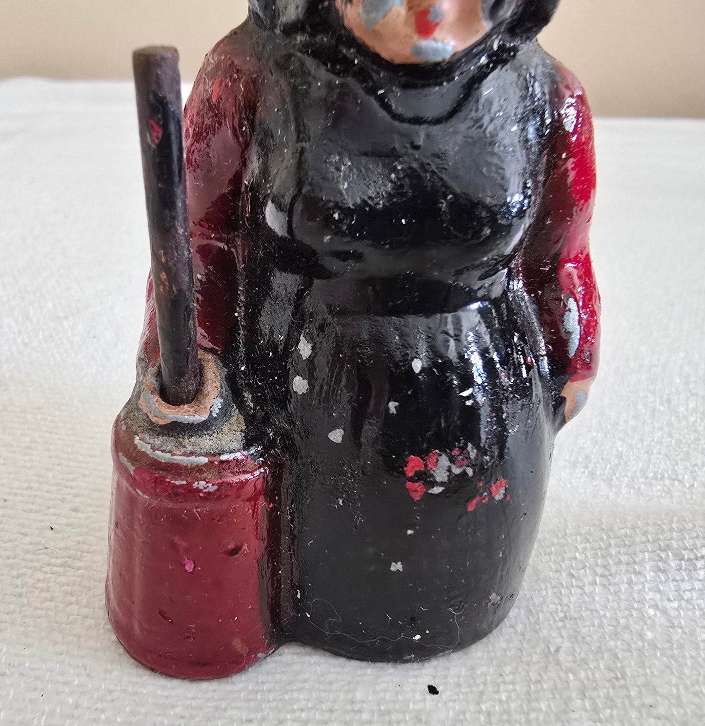 Vintage Cast Iron Amish Lady Woman with Butter Churn Figurine