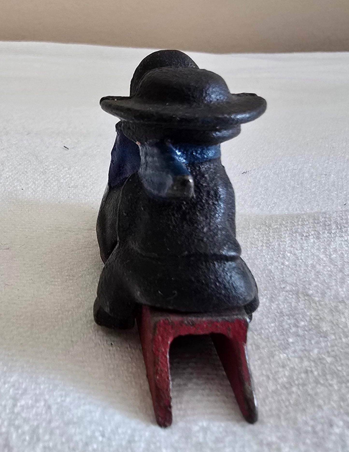Vintage Cast Iron Amish Boy and Girl on Sled Toy Figurine