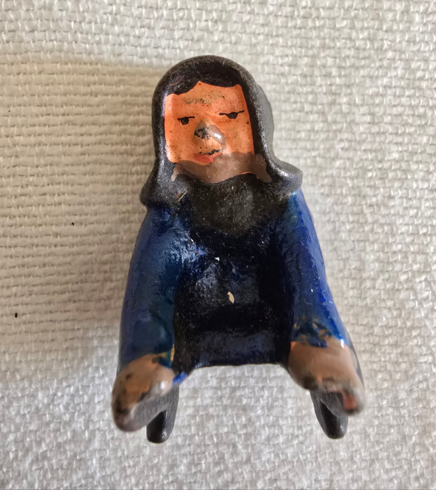 Vintage Cast Iron Amish Boy and Girl on Sled Toy Figurine