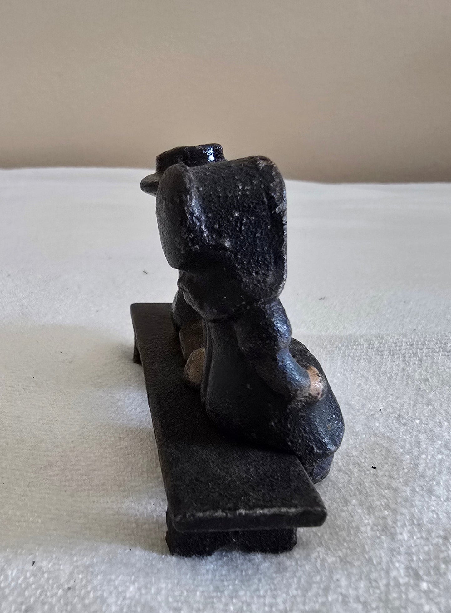 Vintage Cast Iron Amish Man and Woman on Bench