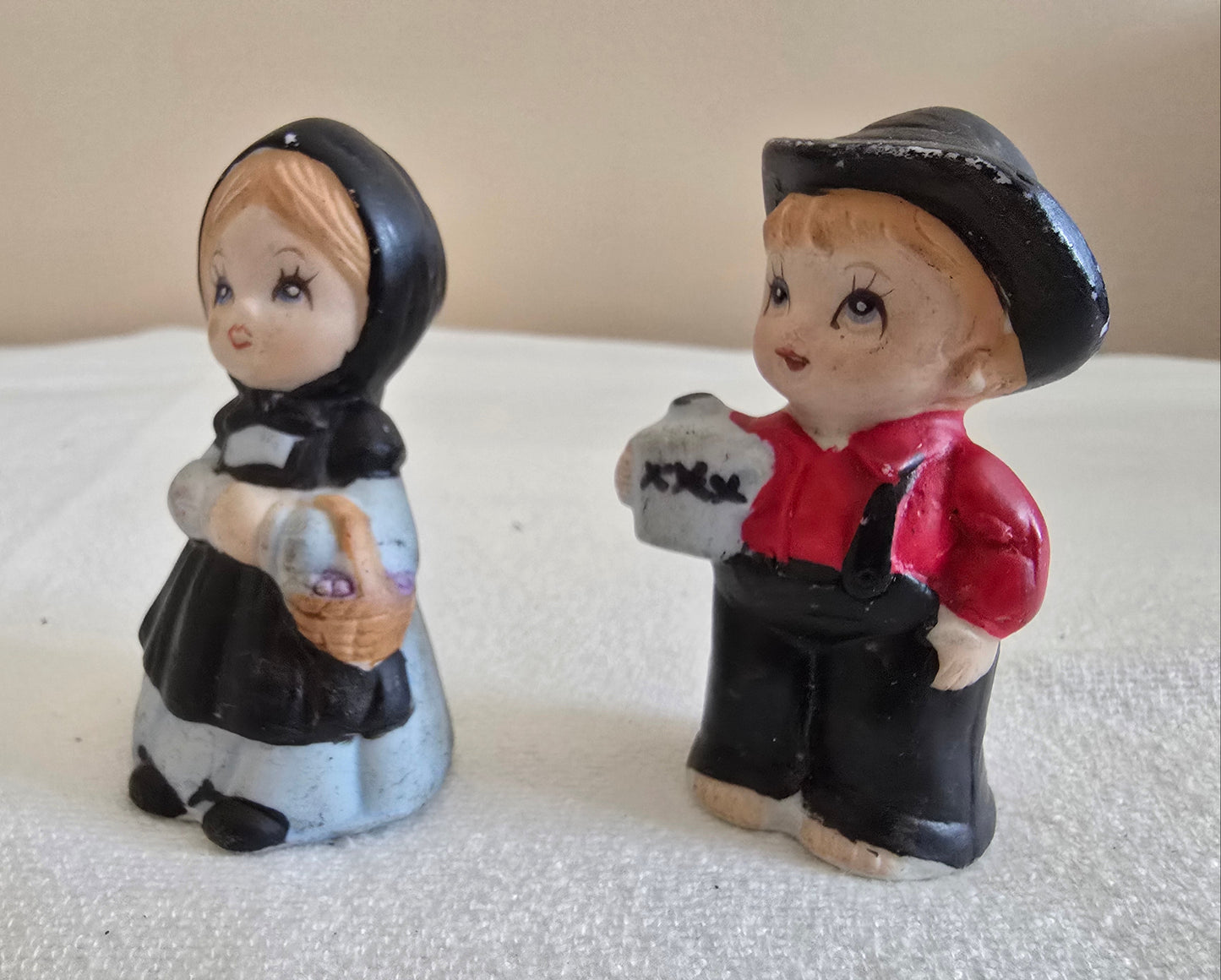 Vintage Lego Porcelain Amish Boy and Girl Figurines