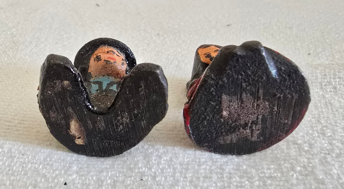 Vintage Cast Iron Amish Family Man and Woman Figurines with Miniature Boy and Girl Children Sitting