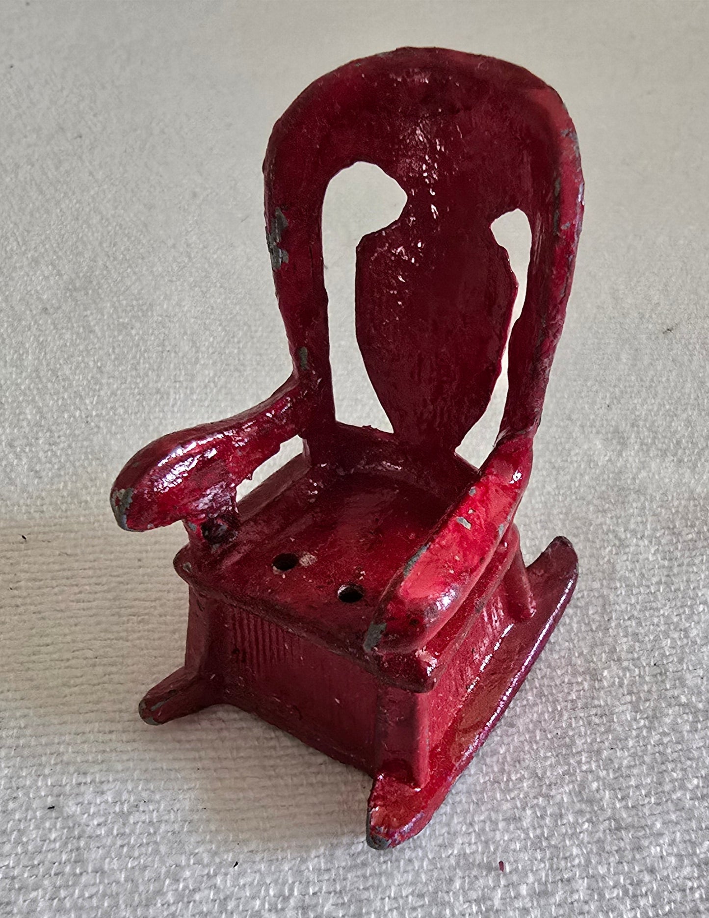 Vintage Cast Iron Amish Woman on Rocking Chair Salt and Pepper Shakers