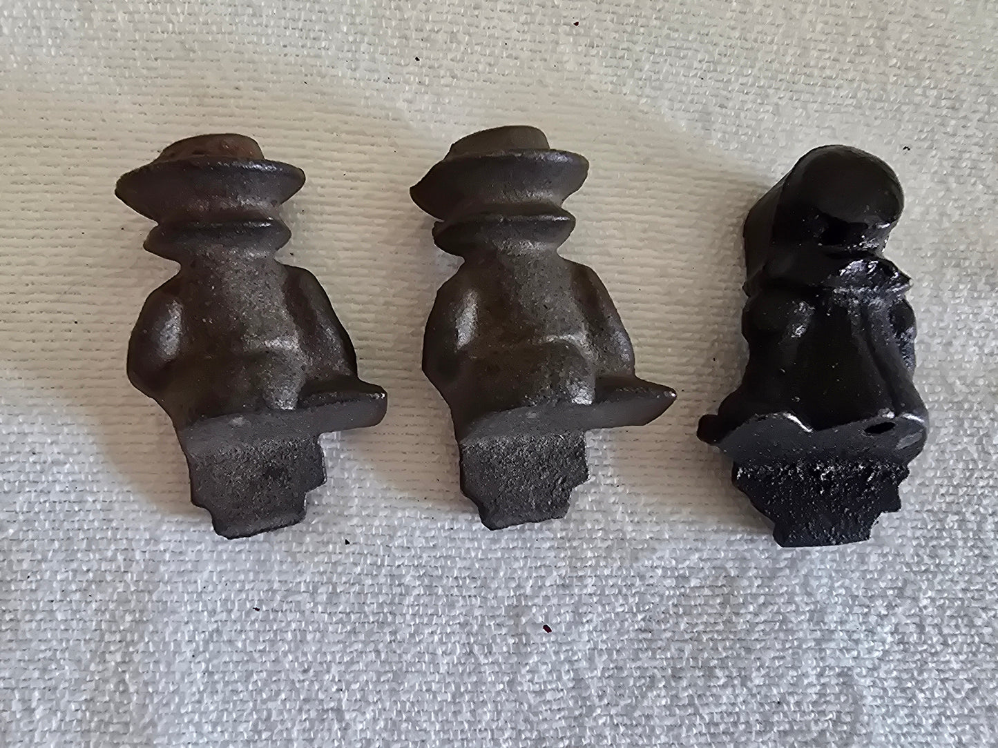 Vintage Set of 3 Cast Iron Pewter Amish Shelf Sitters