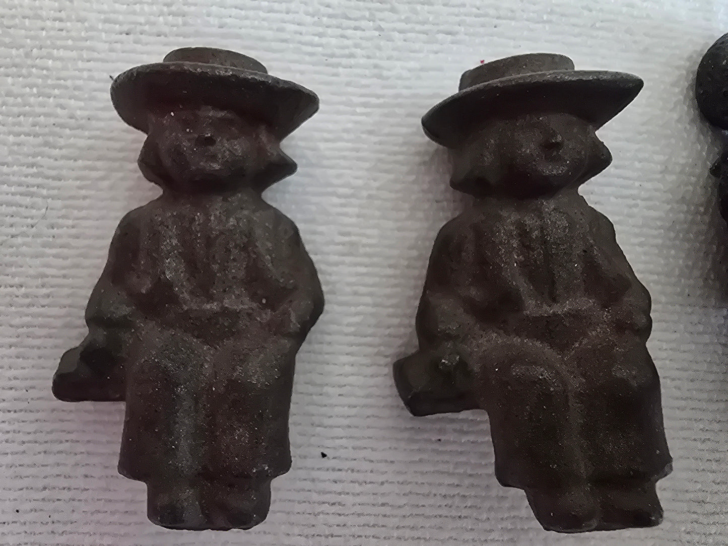 Vintage Set of 3 Cast Iron Pewter Amish Shelf Sitters