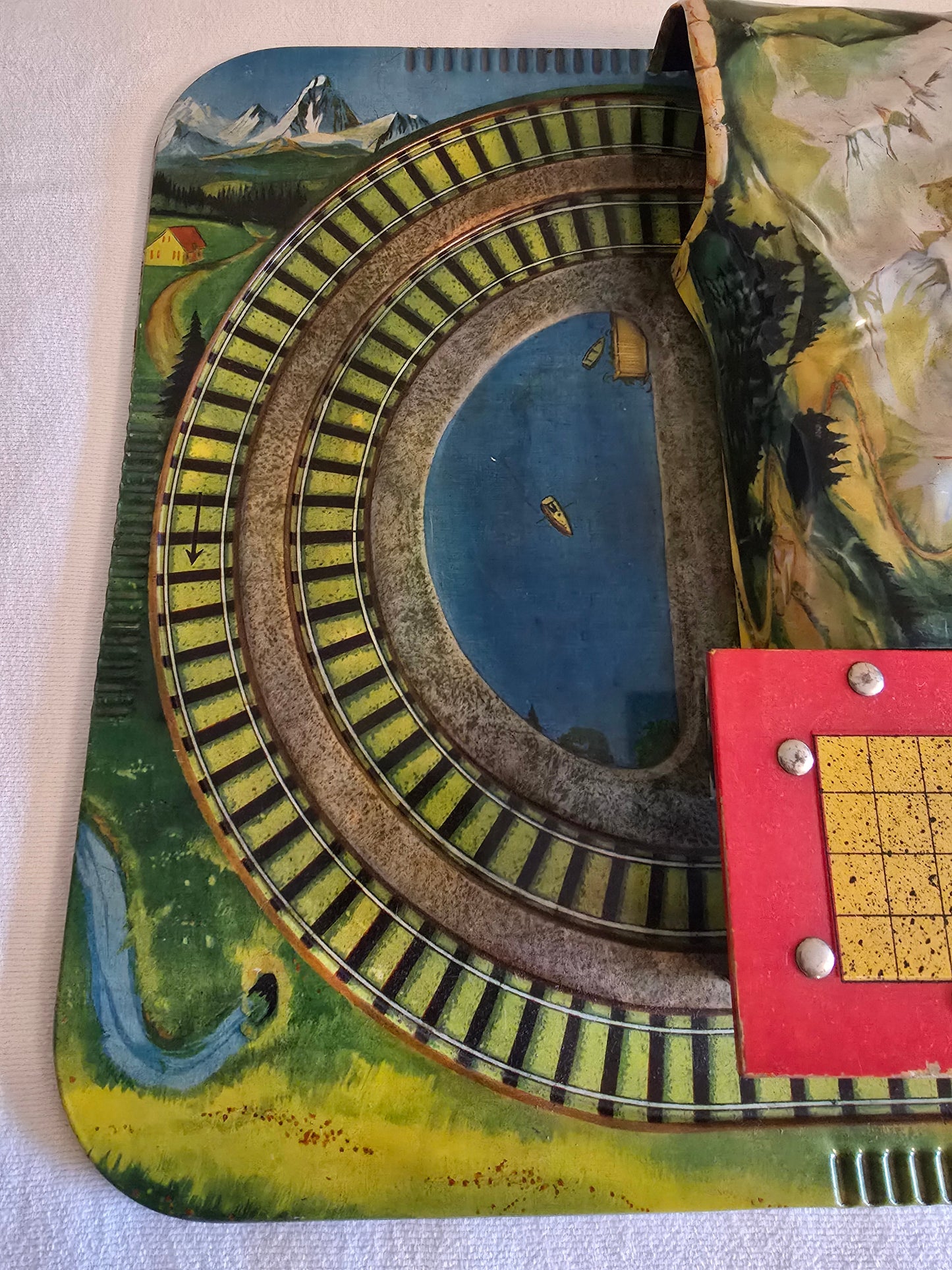 Vintage Automatic Toy Co. Alpine Express Tin Train Track and Train *No Wind-Up*