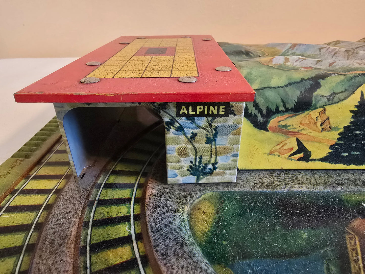 Vintage Automatic Toy Co. Alpine Express Tin Train Track and Train *No Wind-Up*