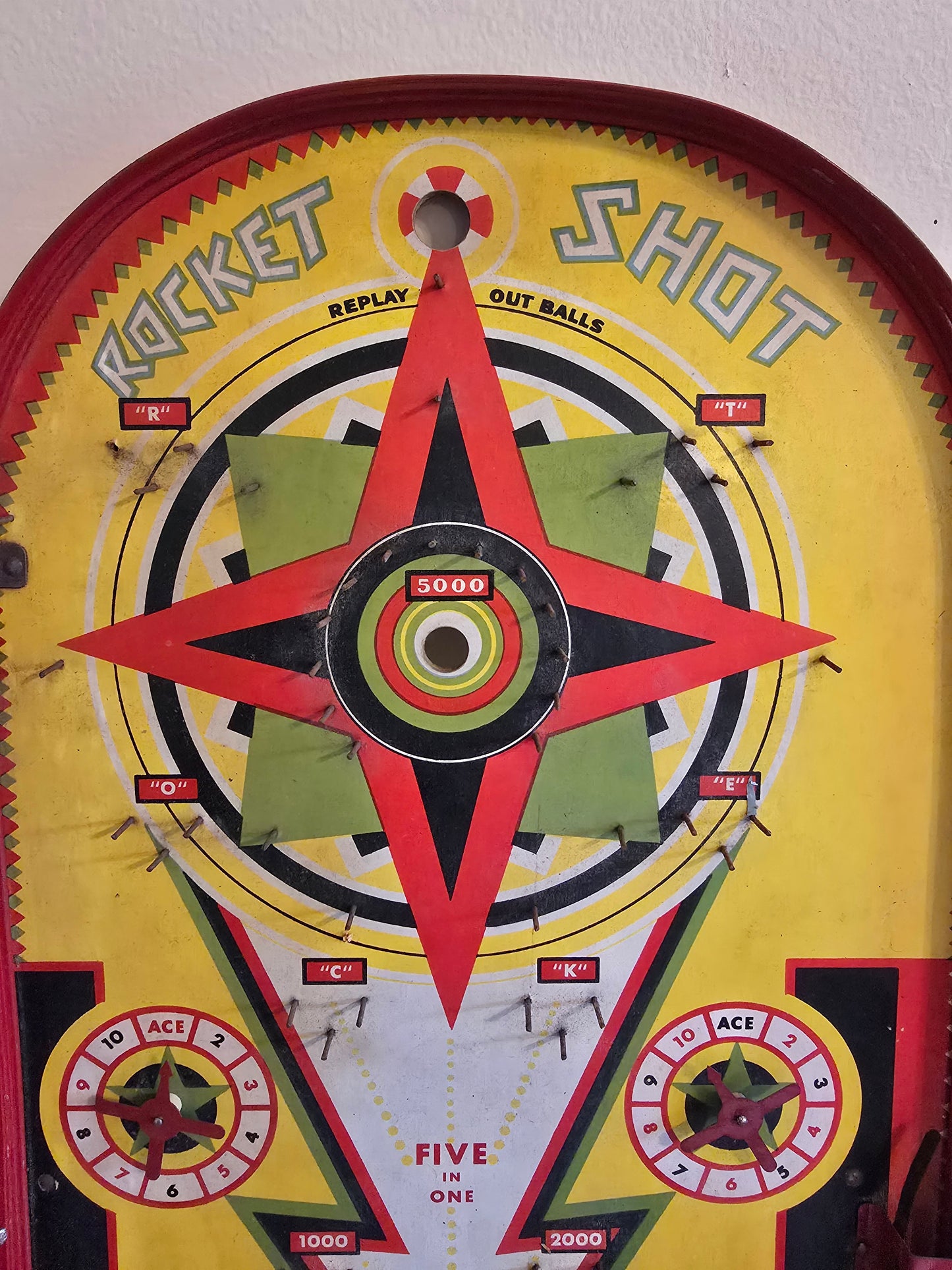 Vintage Lindstroms #595 Rocket Shot 1930's Tin Tabletop Pinball Game with Original Box